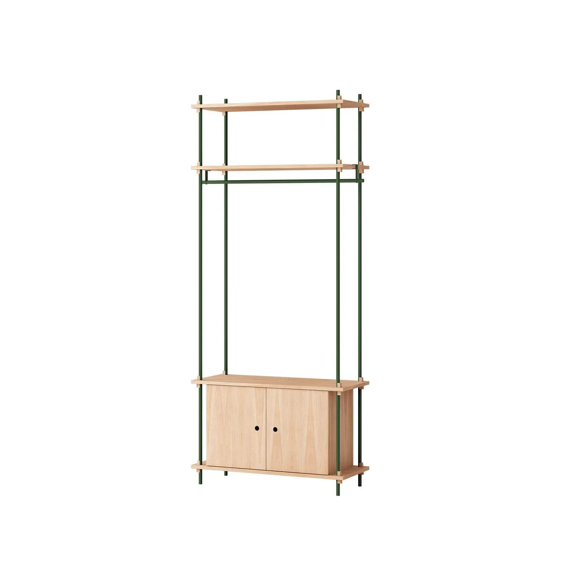 Single Shelving System with Cabinet - Green, Oak