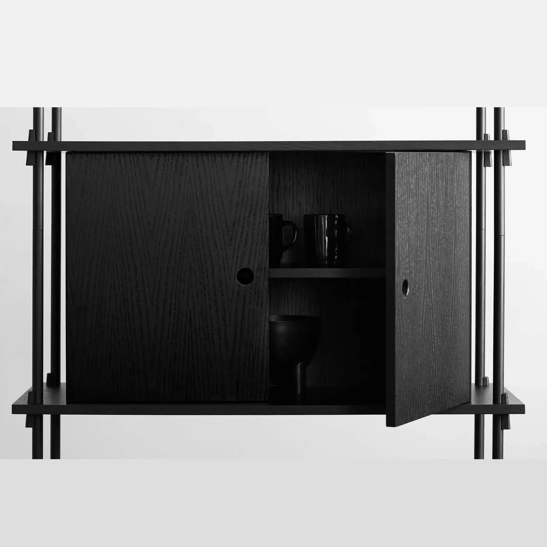 Single Shelving System with Cabinet - Oak