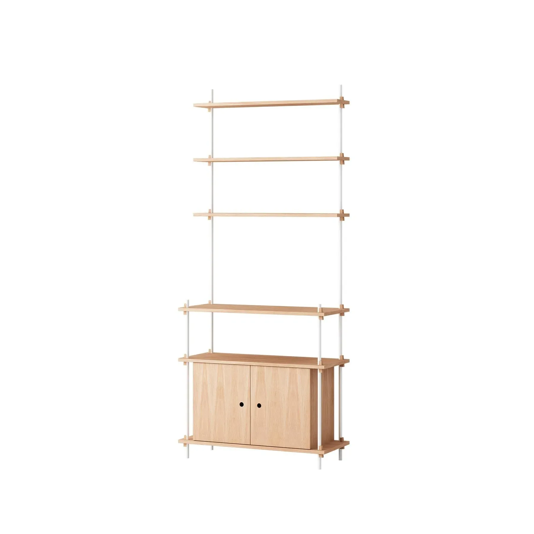 Single Shelving System with Cabinet - Oak