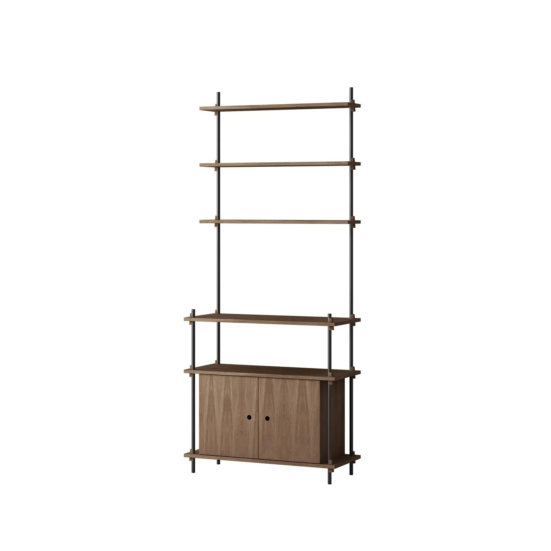Single Shelving System with Cabinet - Oak