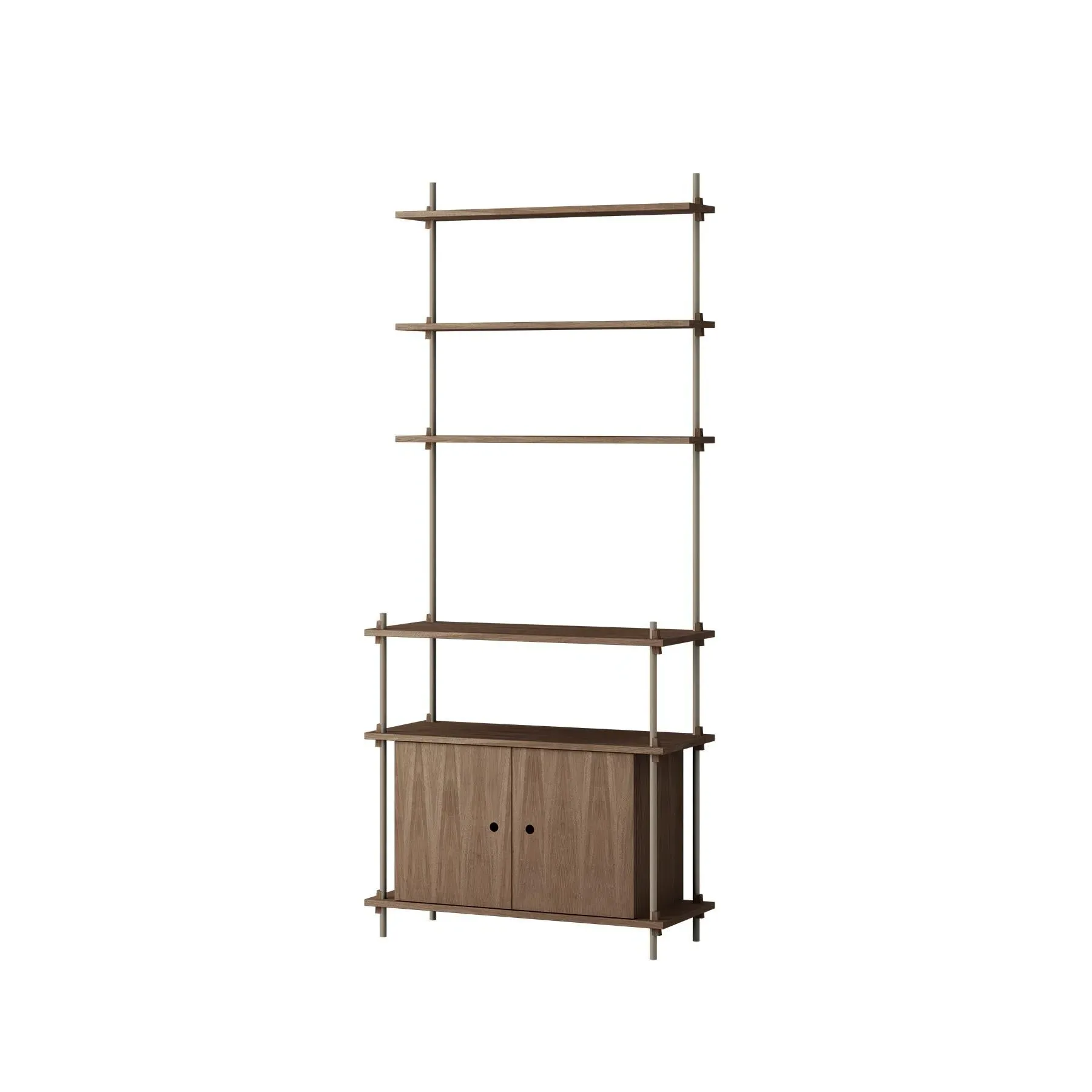 Single Shelving System with Cabinet - Oak