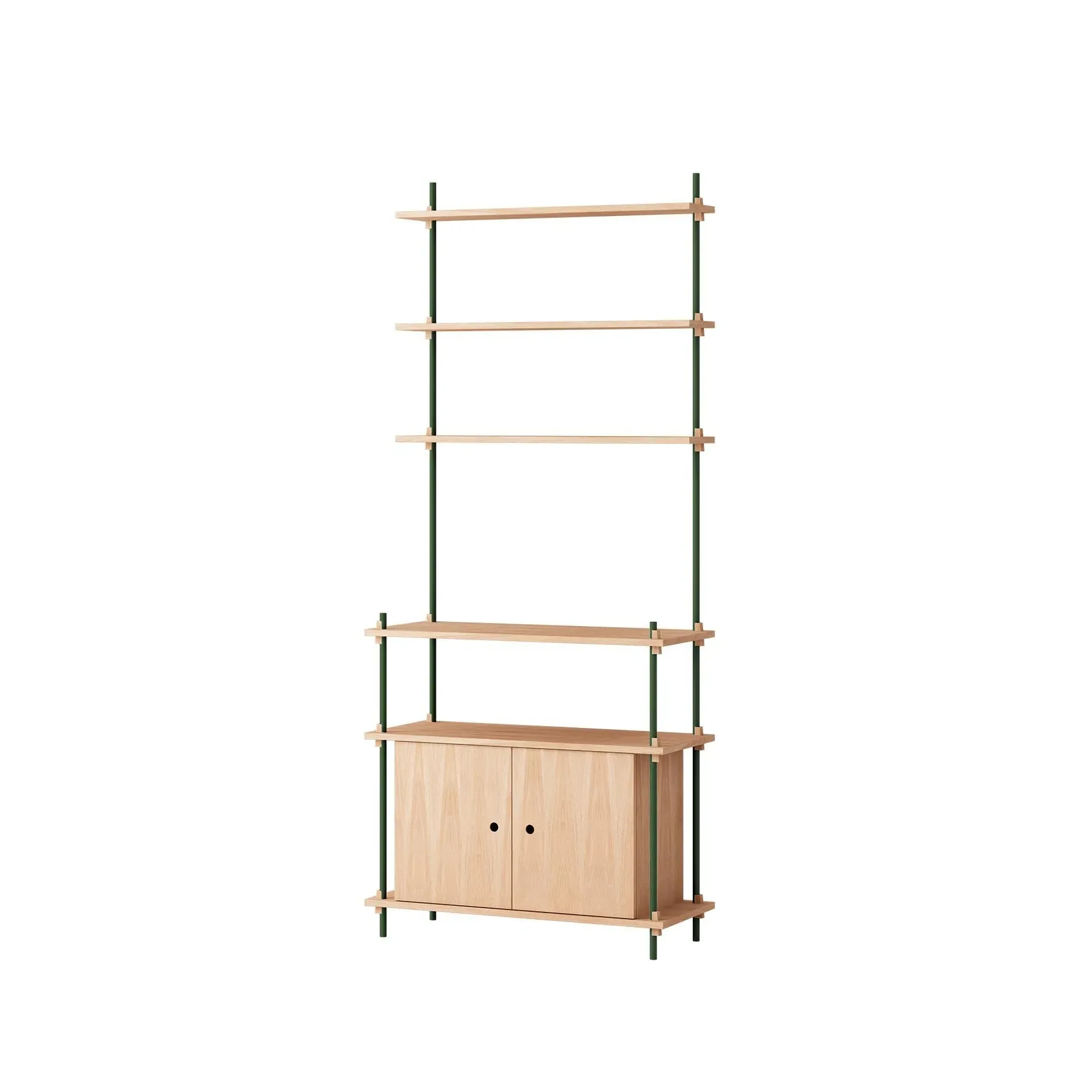 Single Shelving System with Cabinet - Oak