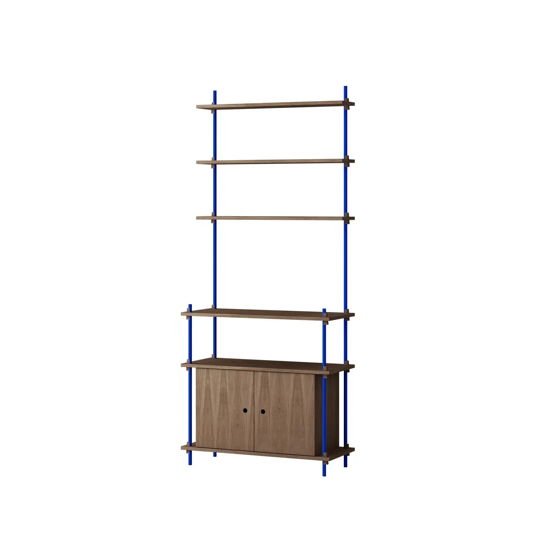 Single Shelving System with Cabinet - Smoked Oak