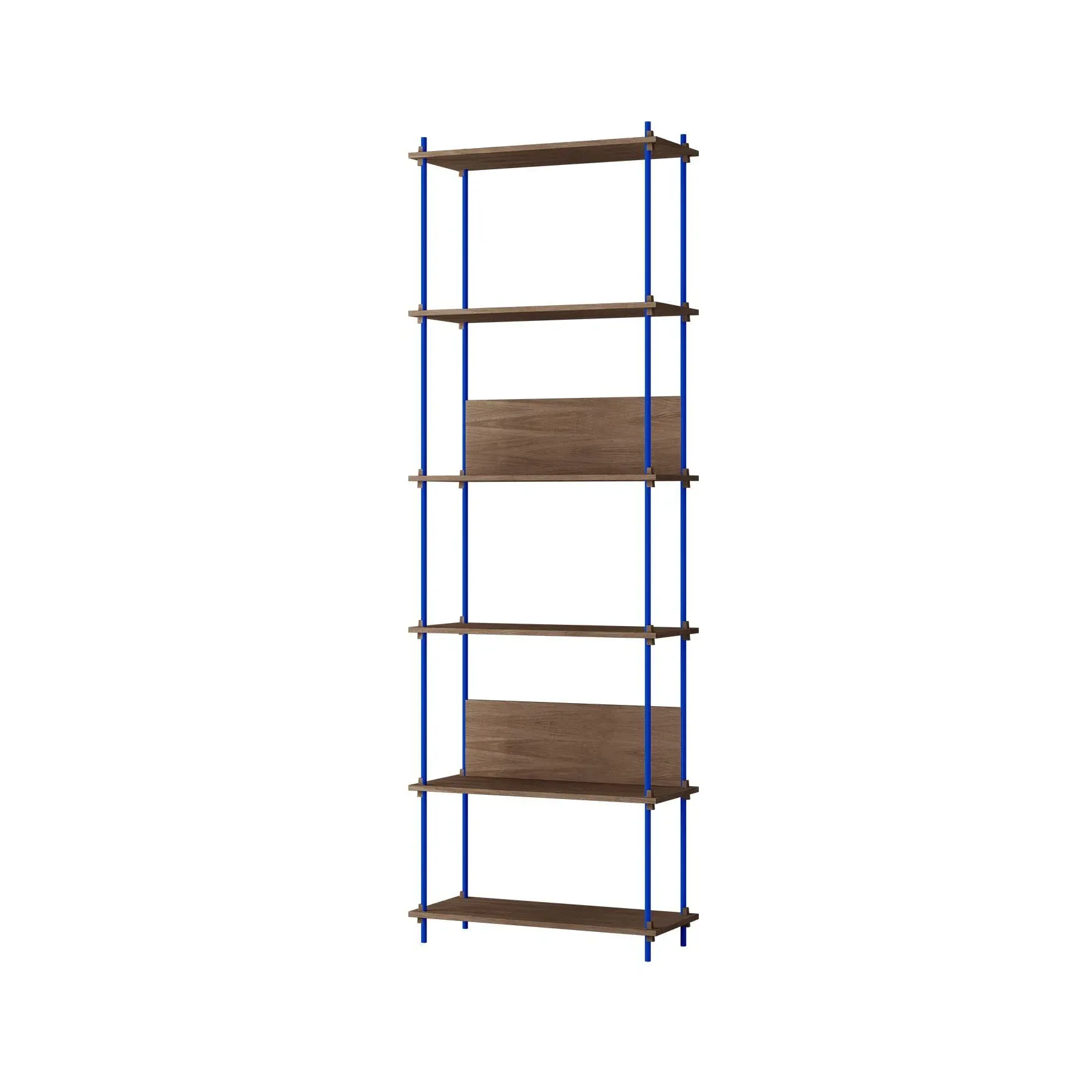 Single Shelving System with L-Shelves - Green, Oak