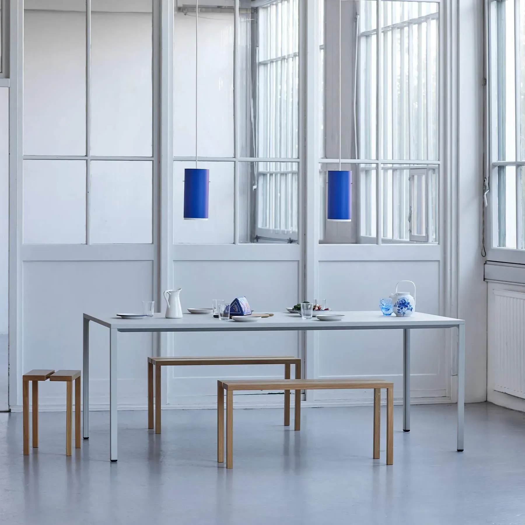 Small Tube Pendant Light - Deep Blue, Aluminium