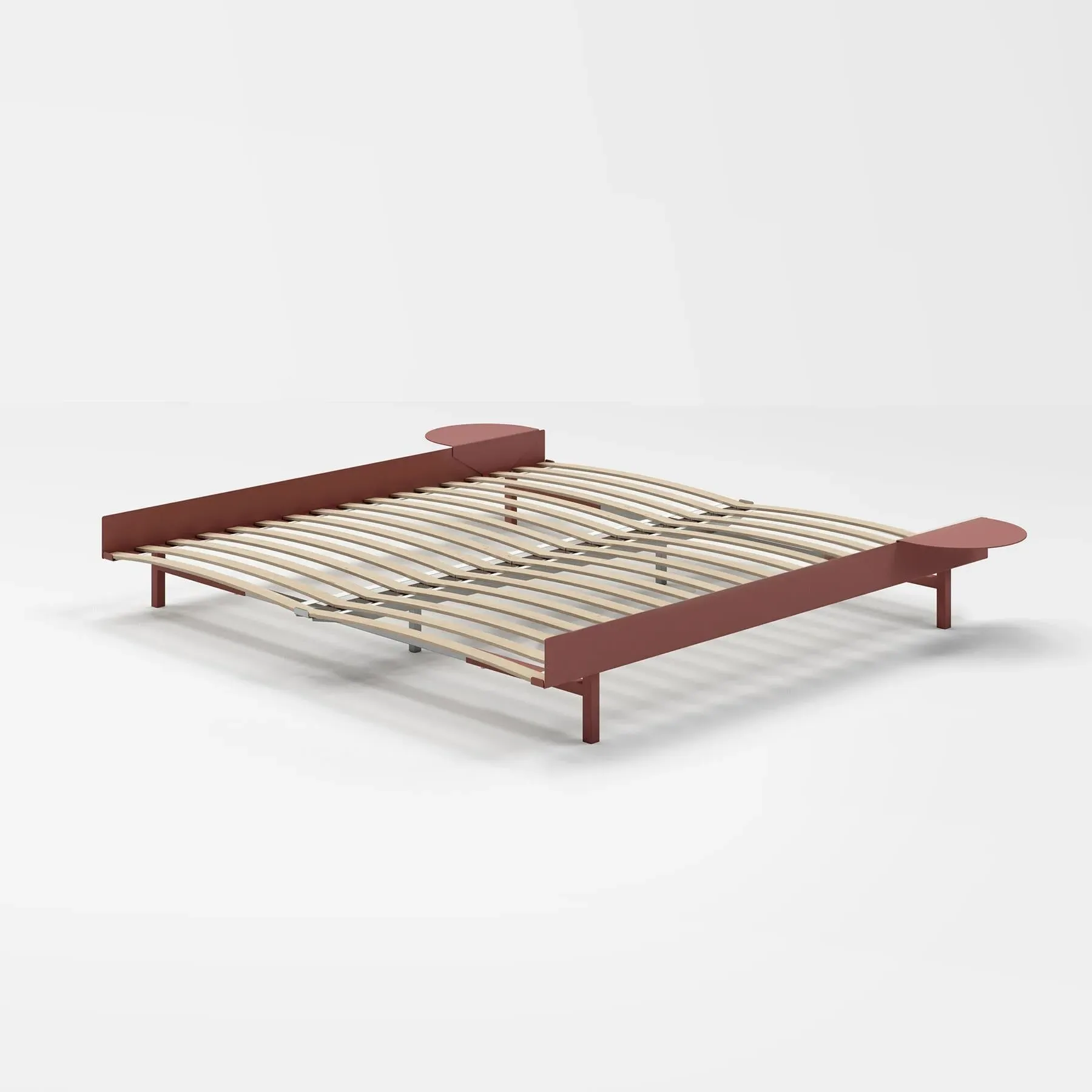 Super King Bed Frame with Side Tables - Dusty Rose, Steel