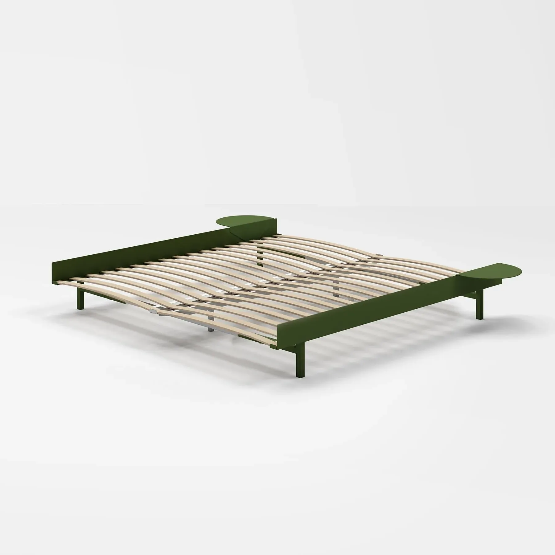 Super King Bed Frame with Side Tables - Pine Green, Steel