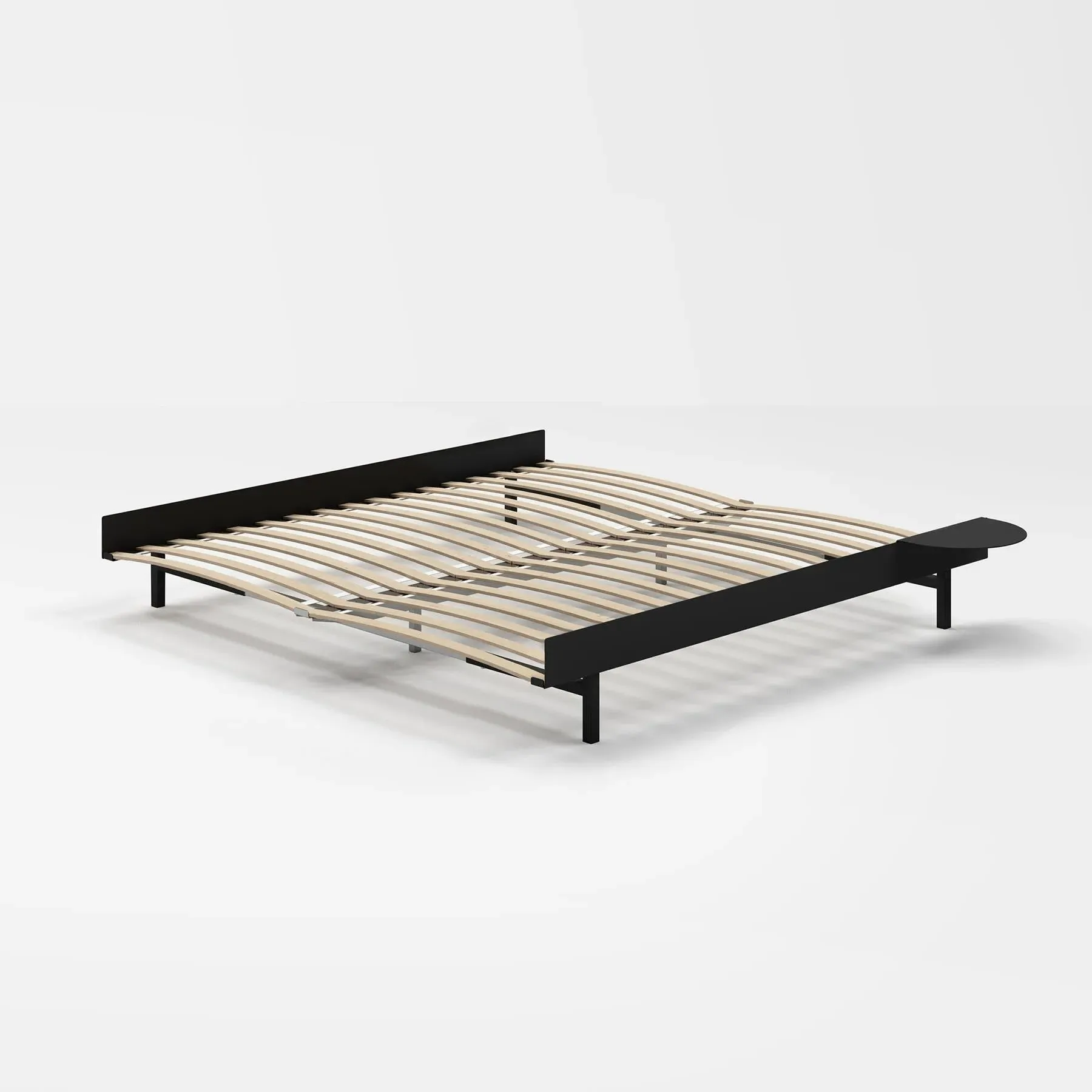 Super King Bed with Side Table - Black, Steel