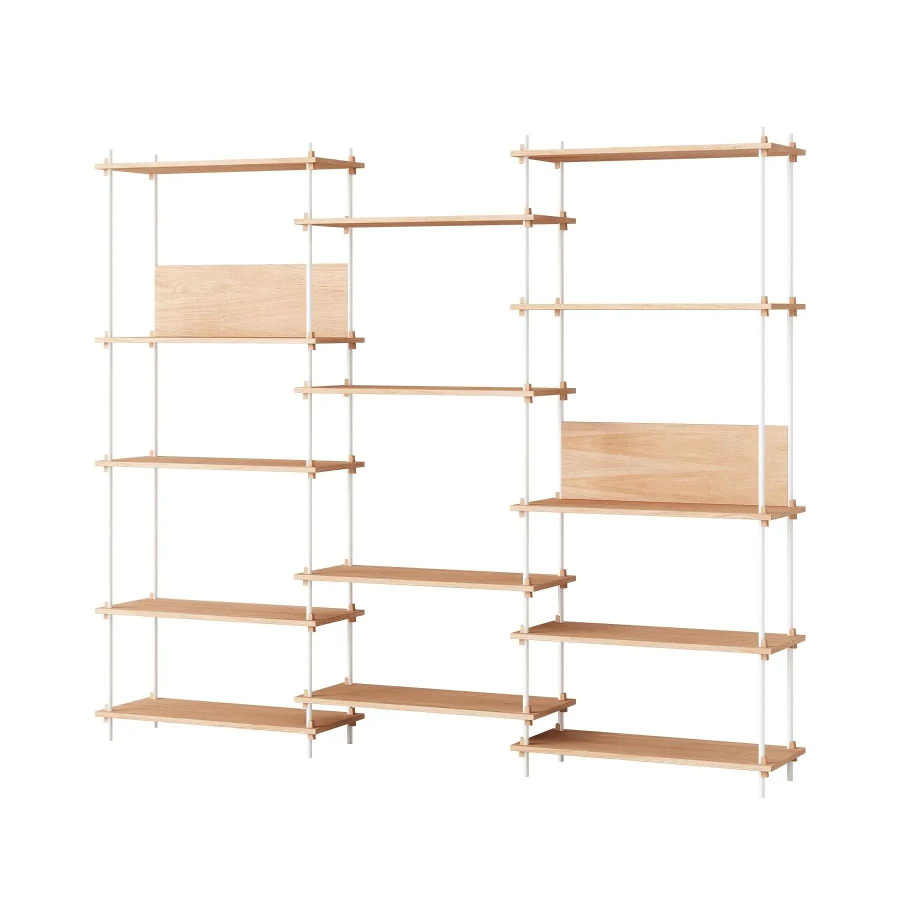 Triple L-Shelf System - Oak, White