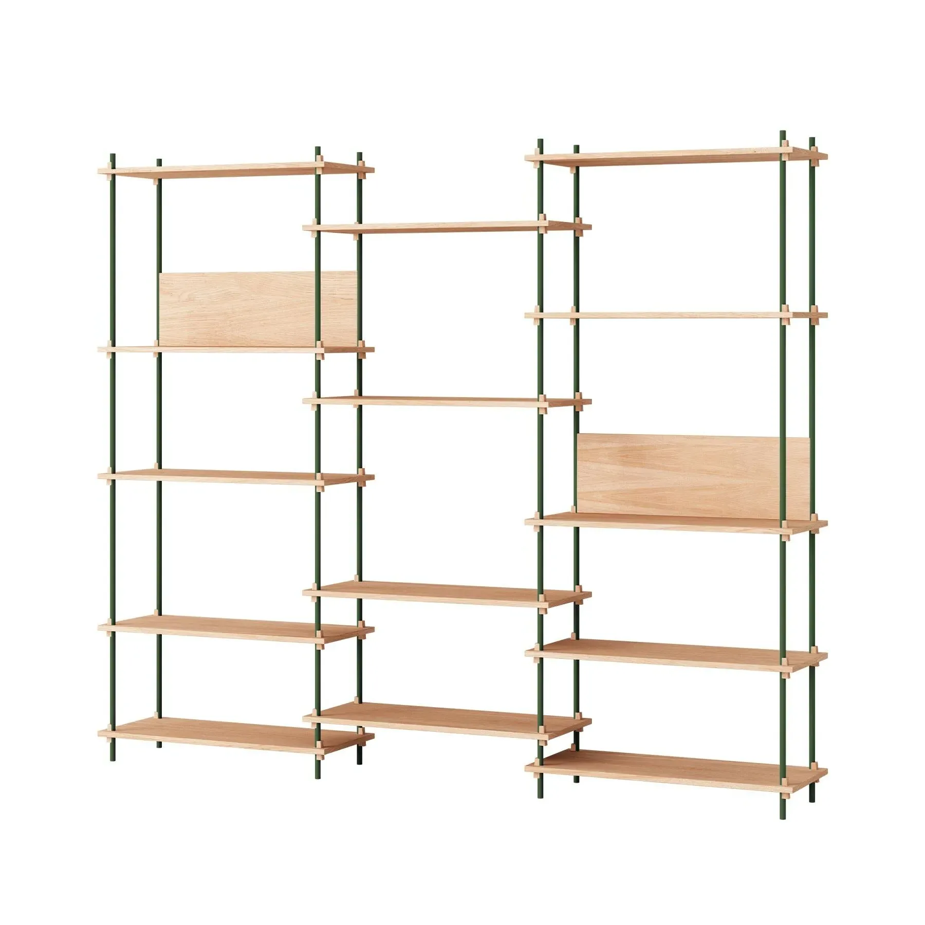 Triple L-Shelf System - Pine Green, Oak