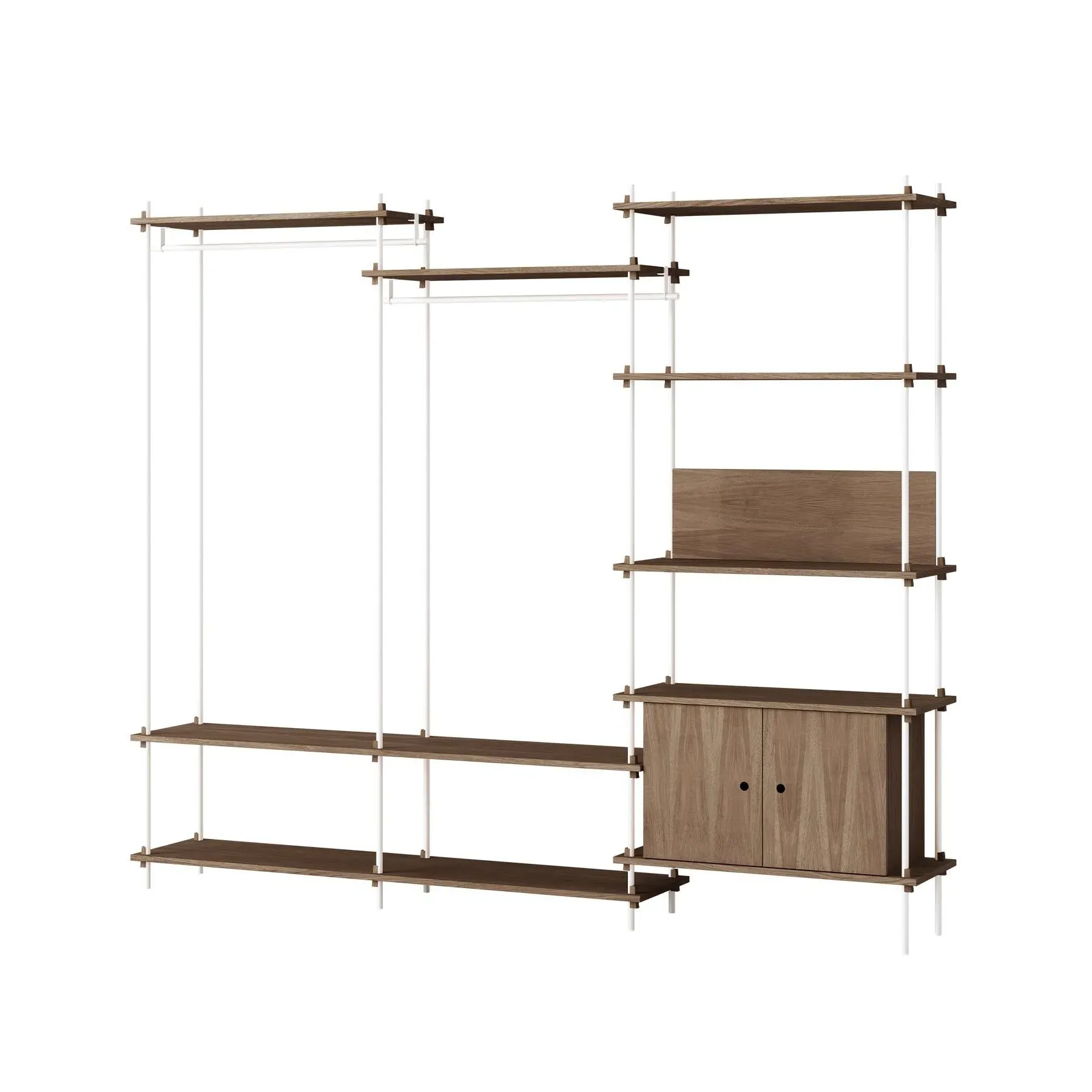 Triple Shelving System with Cabinet - White, Oak