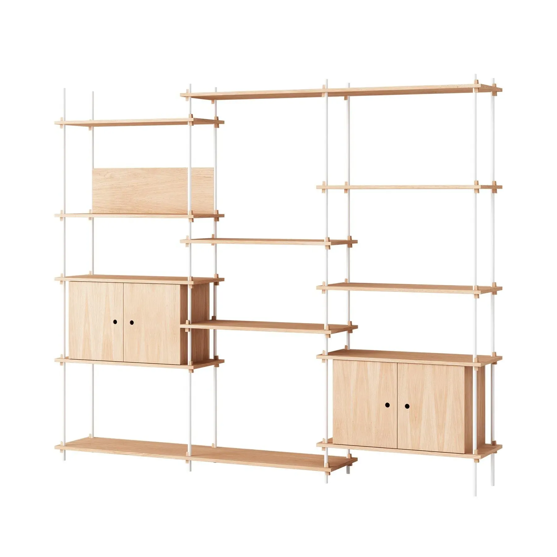 Triple Shelving System with Cabinets - Green, Oak