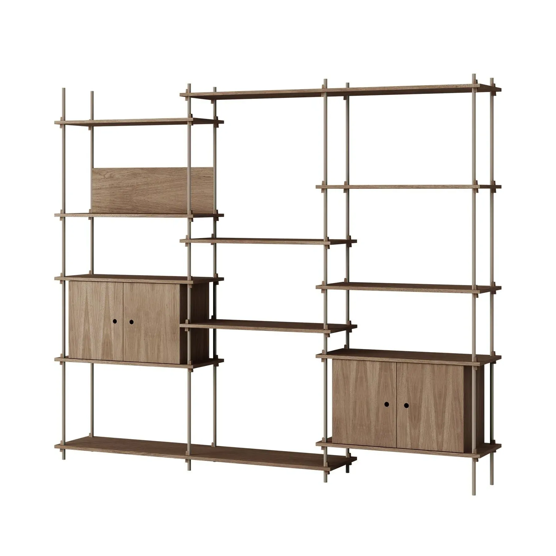 Triple Shelving System with Cabinets - Grey, Oak