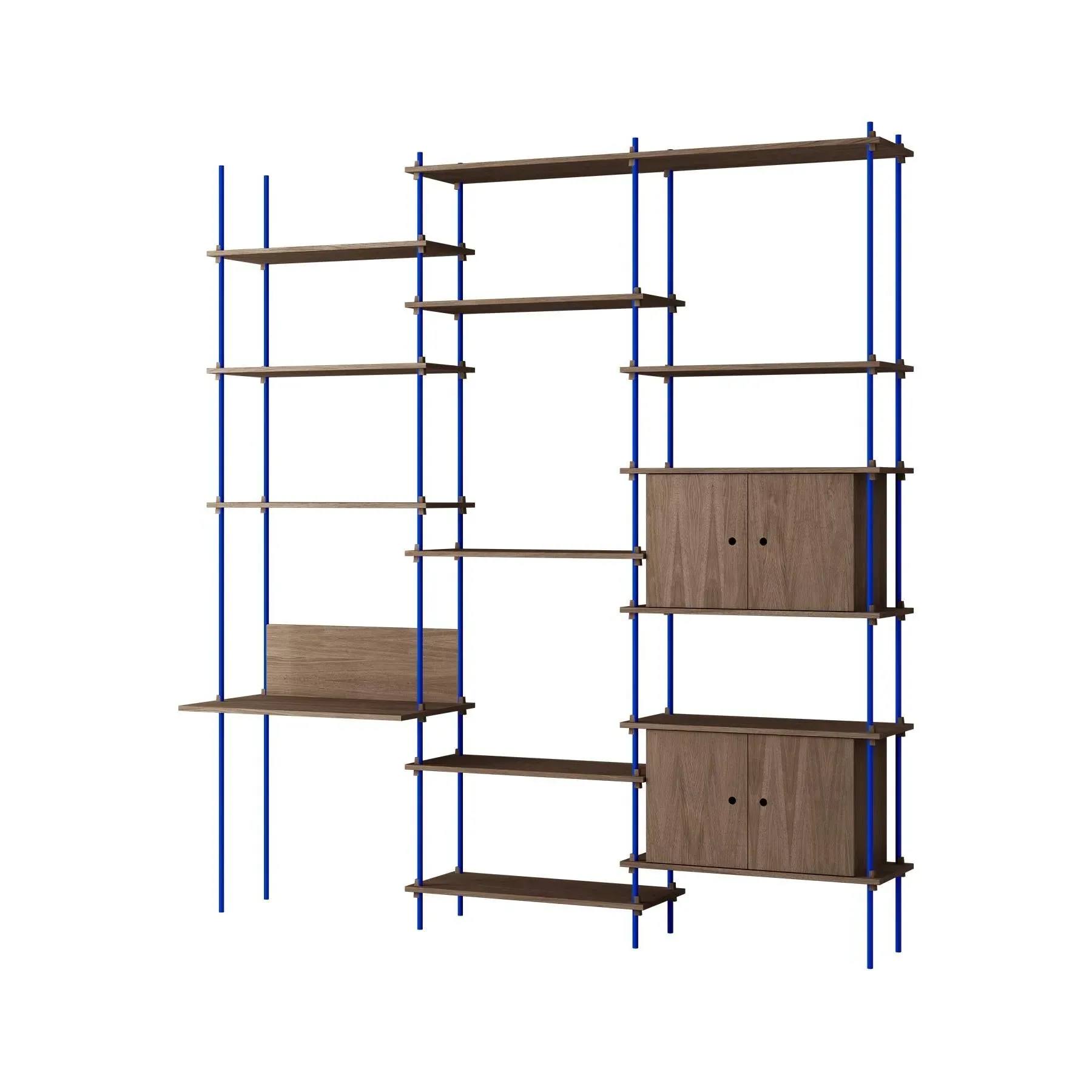Triple Shelving System with Desk - Blue, Wood