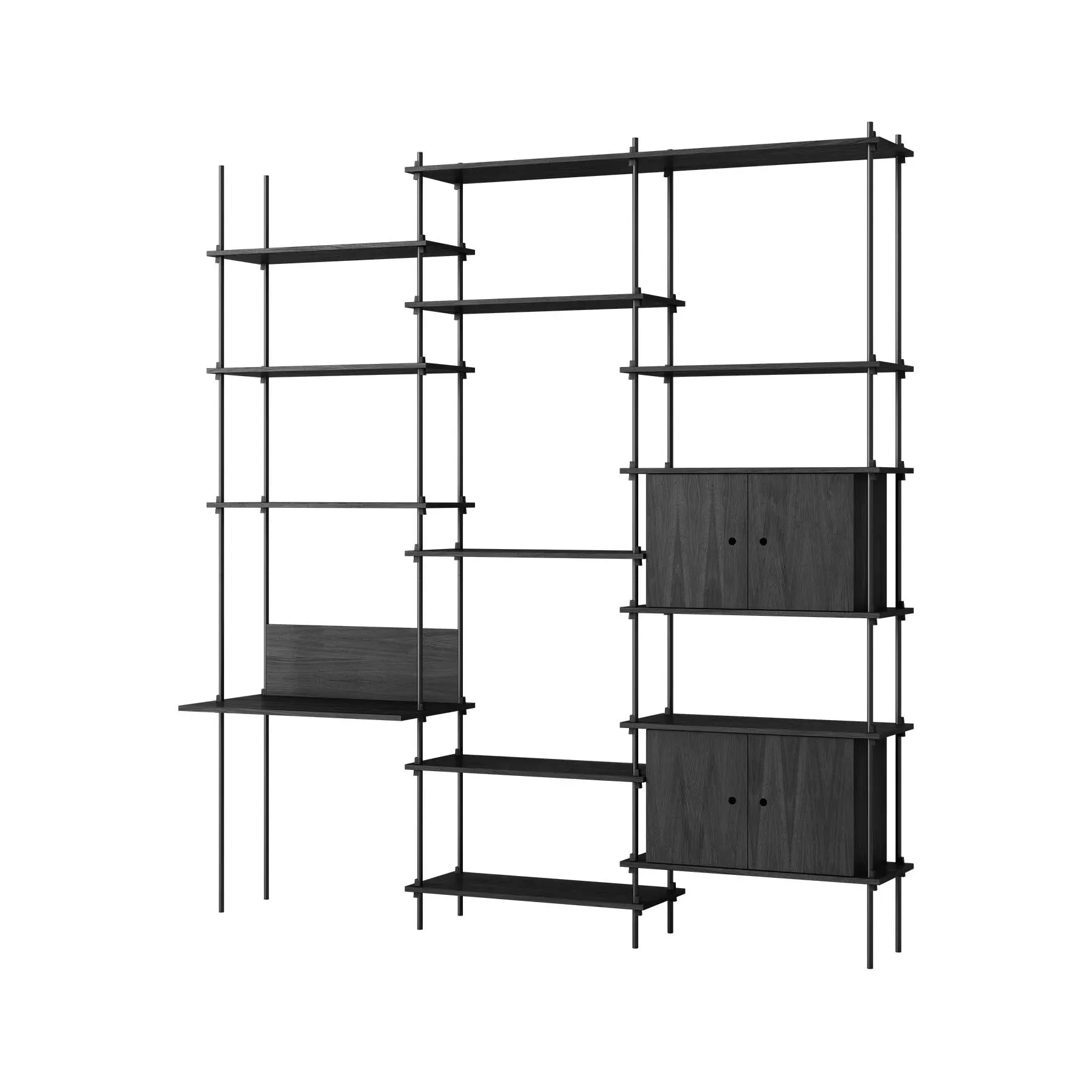 Triple Shelving System with Desk - Green, Wood
