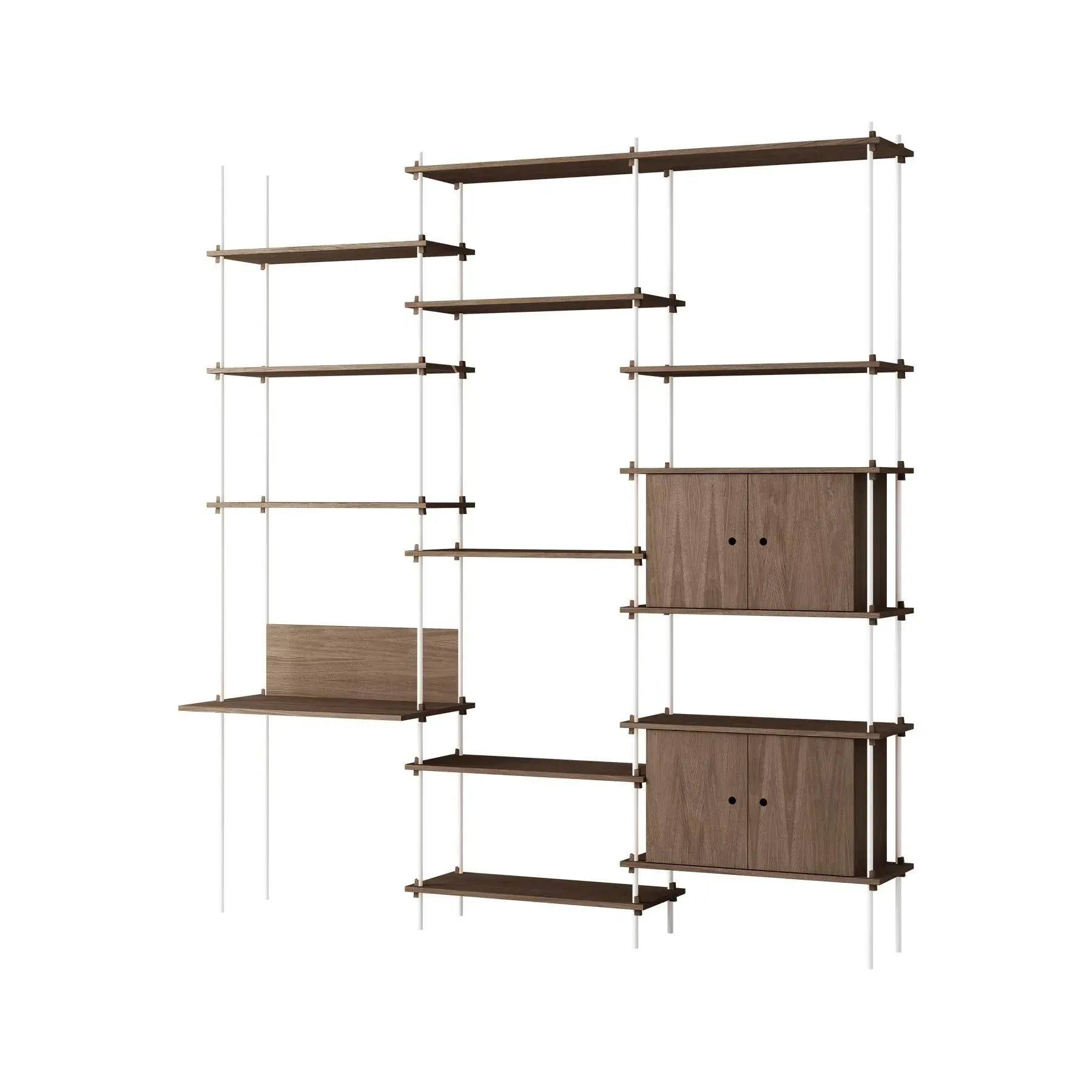 Triple Shelving System with Desk - Oak, Wood