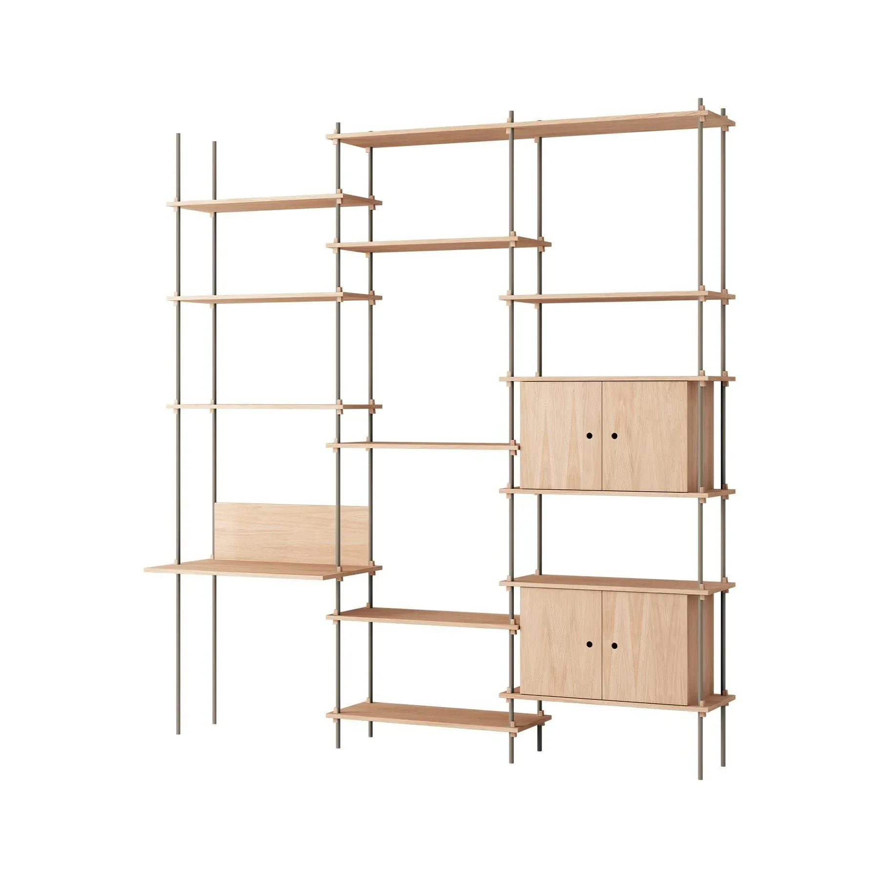 Triple Shelving System with Desk - Oak, Wood
