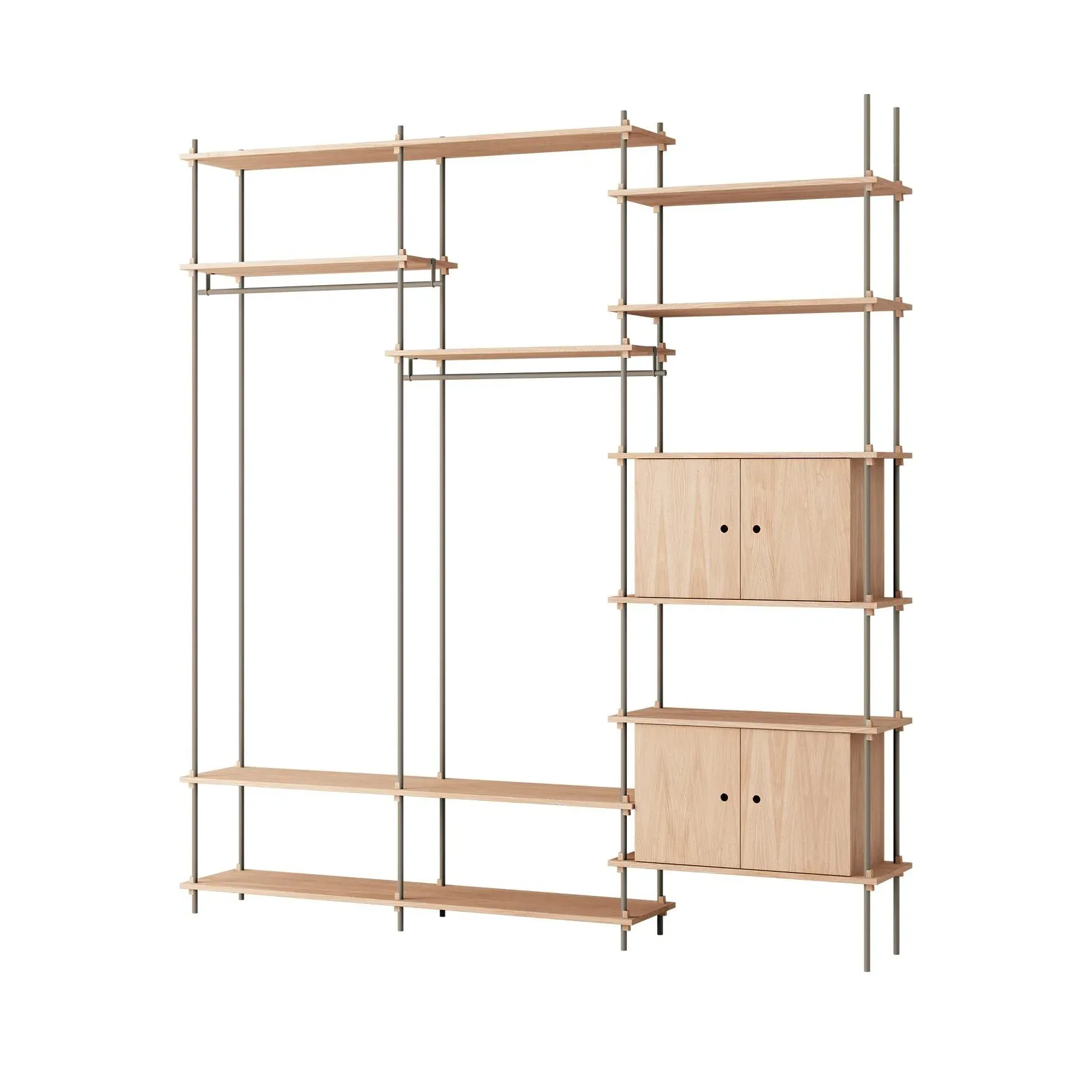 Triple Shelving System with Rails - White, Oak