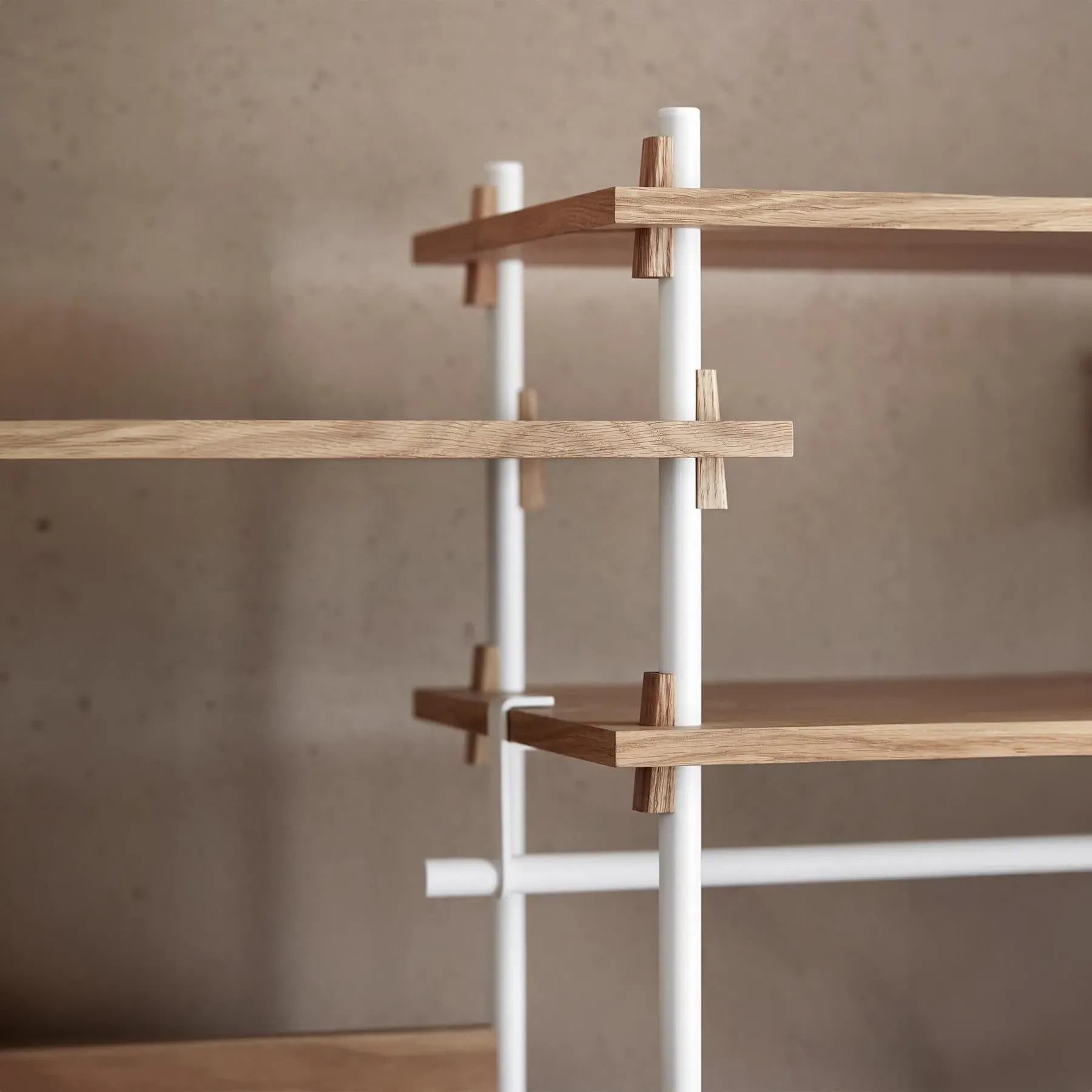Triple Shelving System with Rails - White, Oak