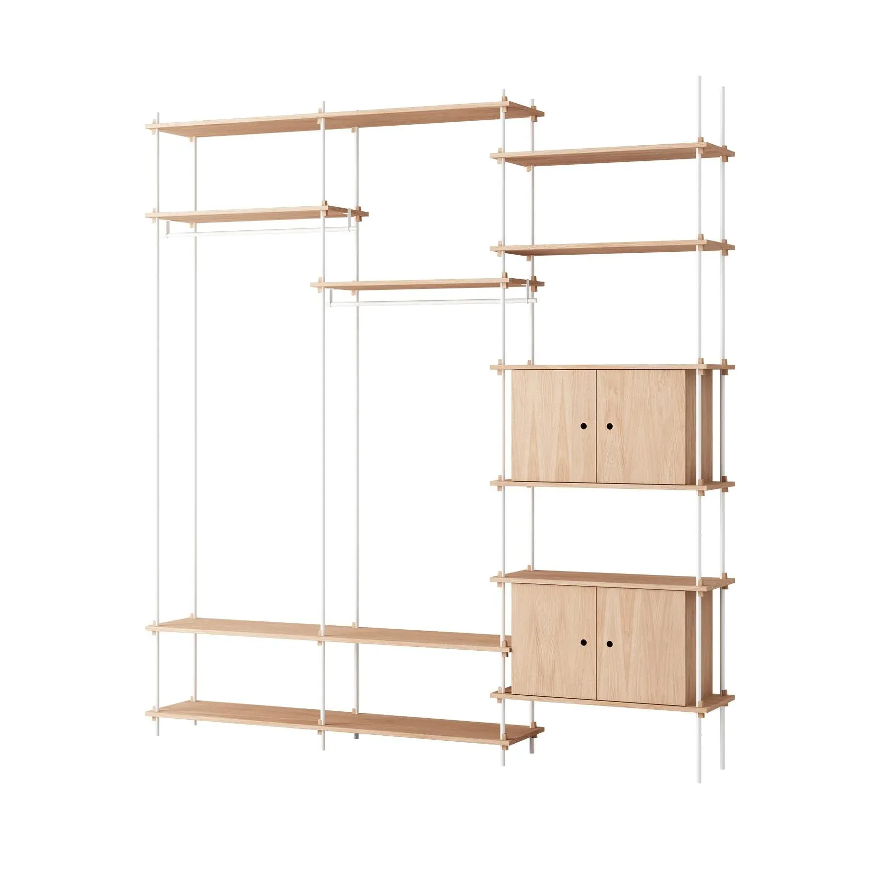 Triple Shelving System with Rails - White, Oak