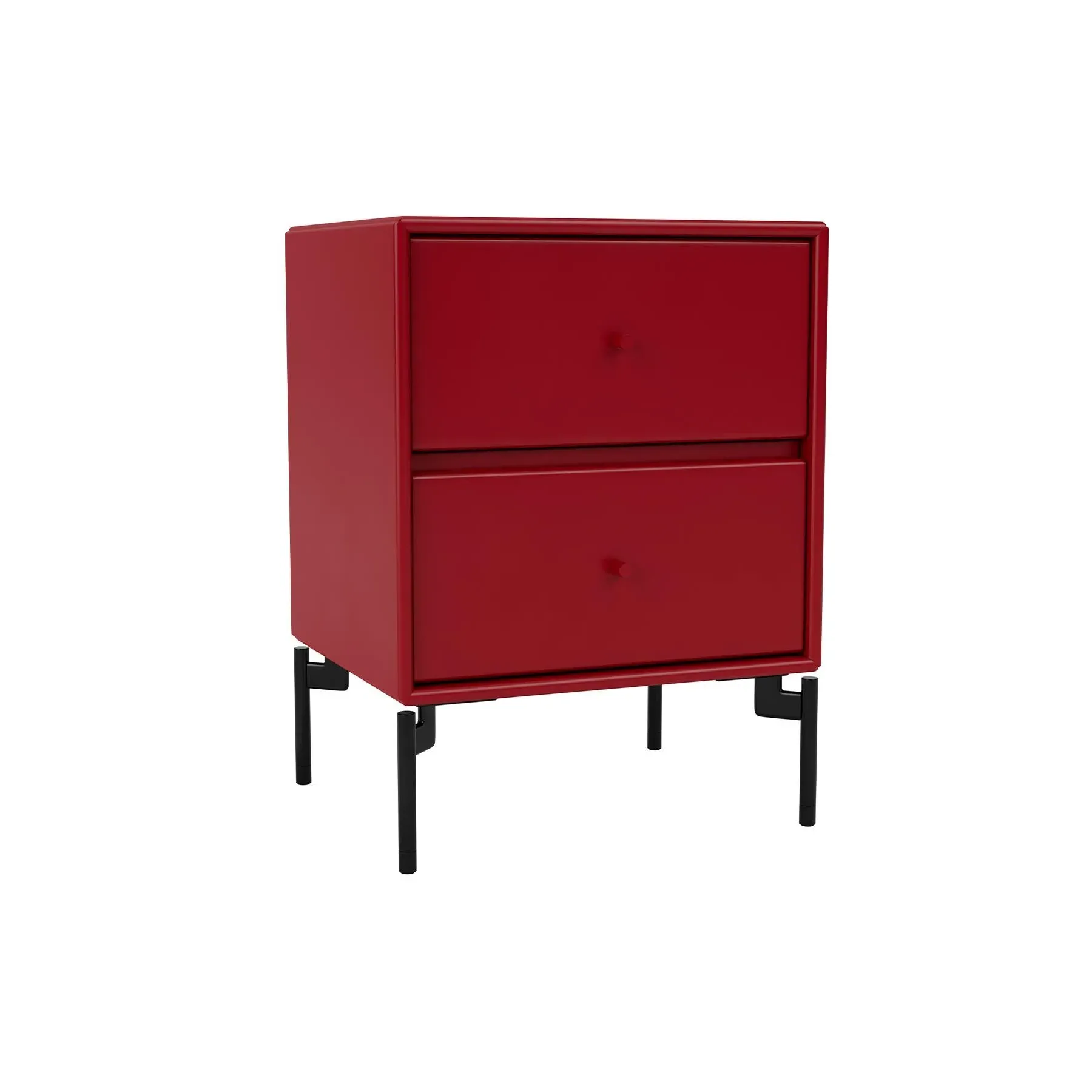 2-Drawer Bedside Table with Castors - Beetroot