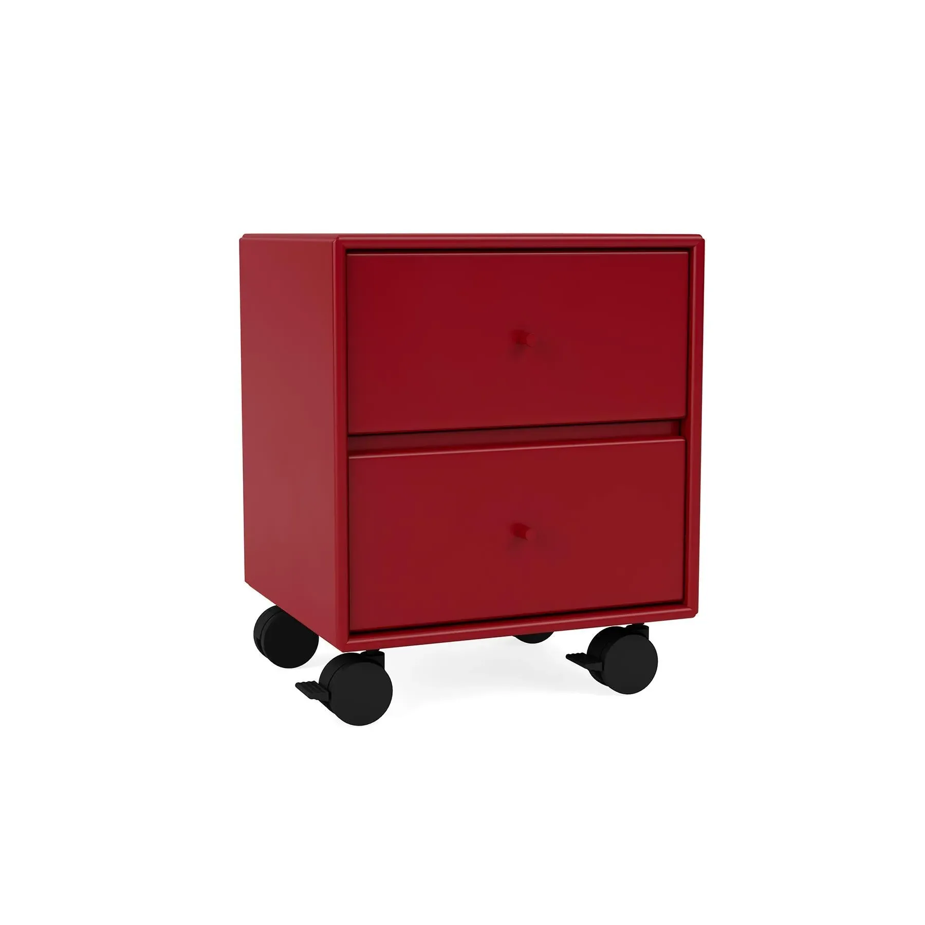 2-Drawer Bedside Table with Castors - Beetroot