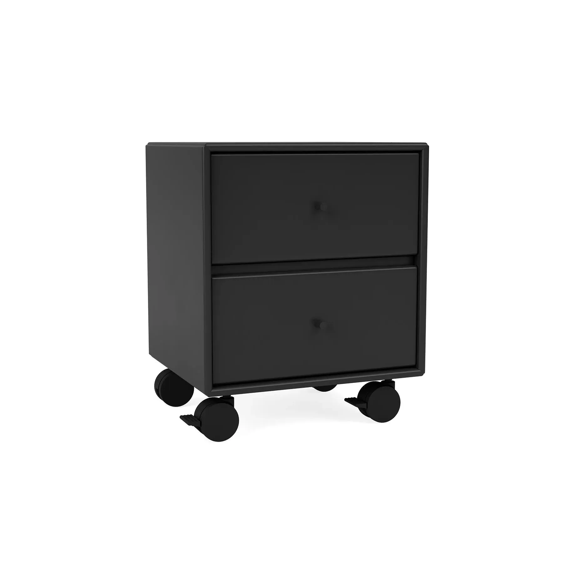 2-Drawer Bedside Table with Castors - Black