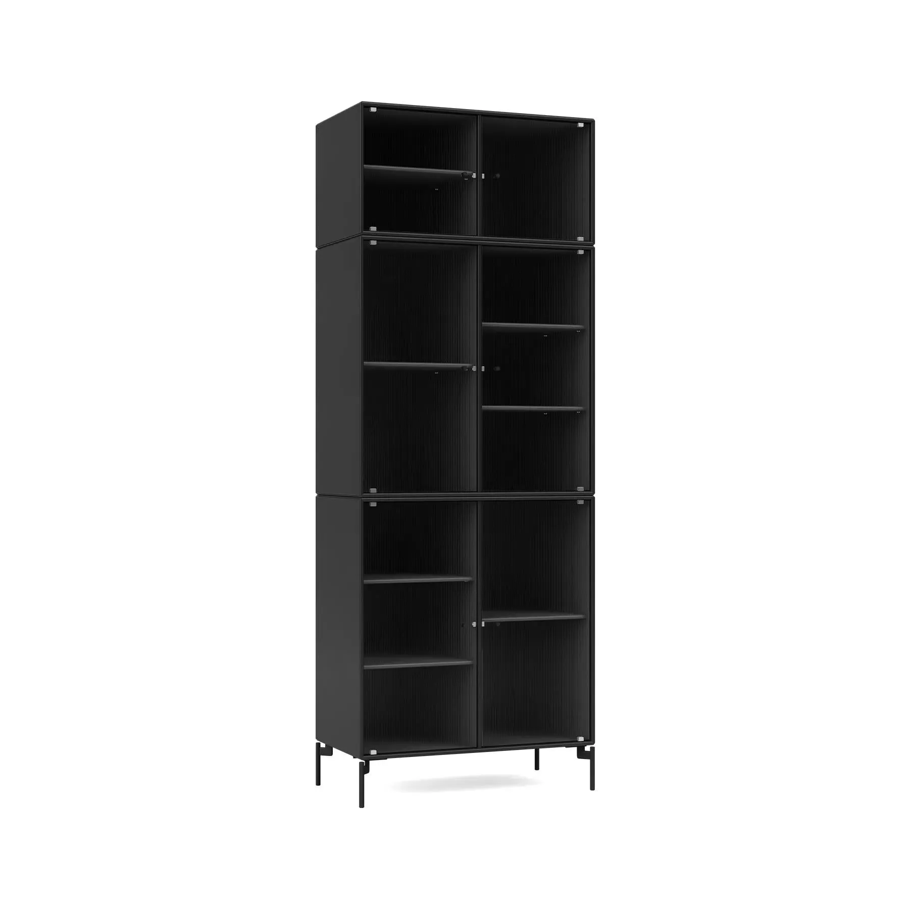 6-Door Storage Cabinet with Shelving - Black