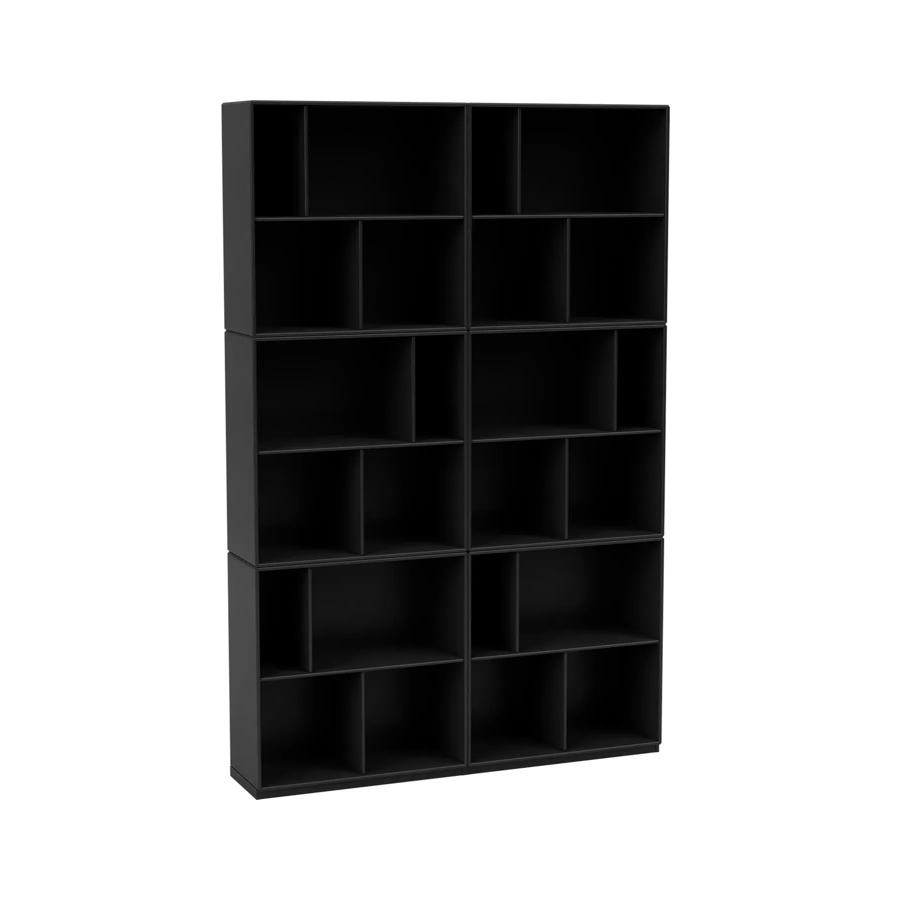 6-Module Bookshelf with Storage - Black