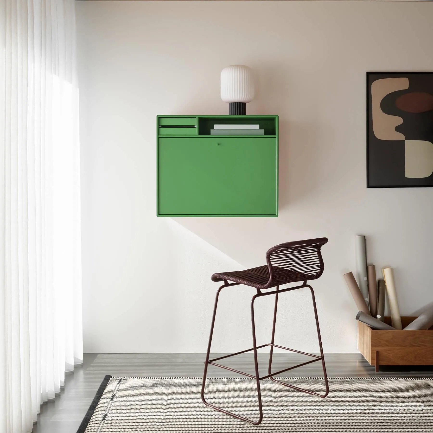 Compact Secretary Desk with Storage - Acacia