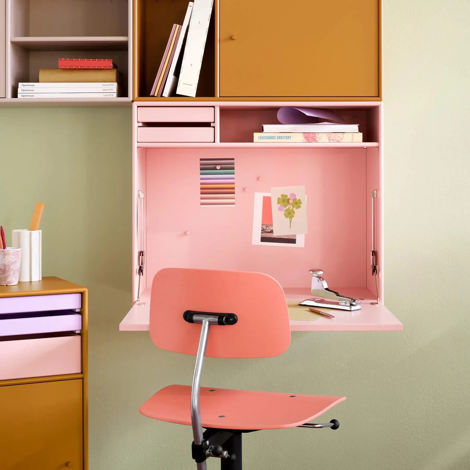 Compact Secretary Desk with Storage - Ruby