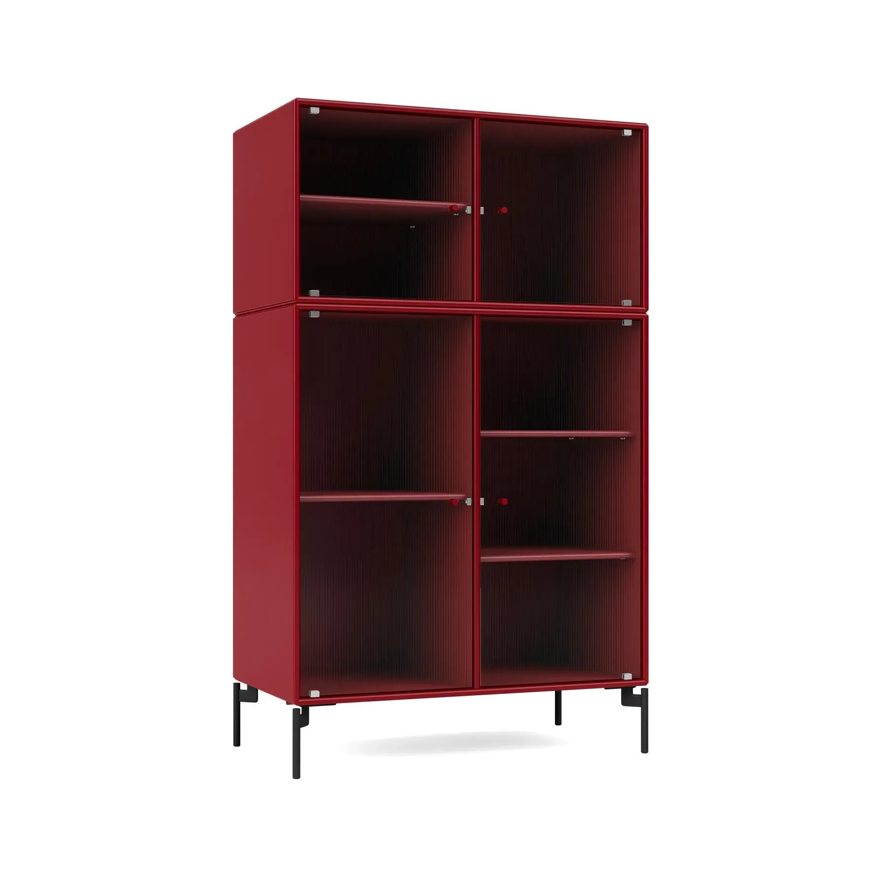 Medium Storage Cabinet with Glass Doors - Beetroot