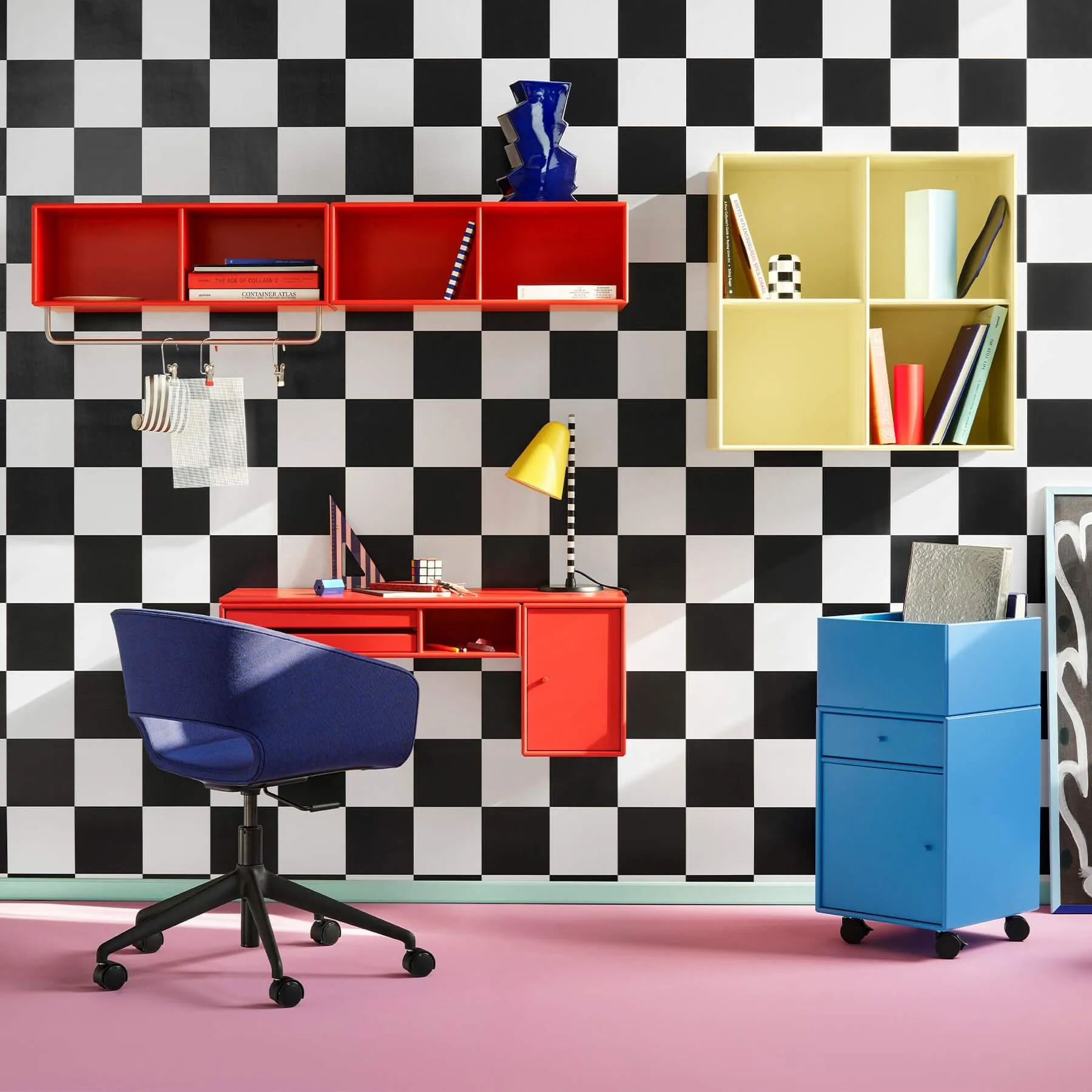 Mobile Storage Unit with Castors - Ruby