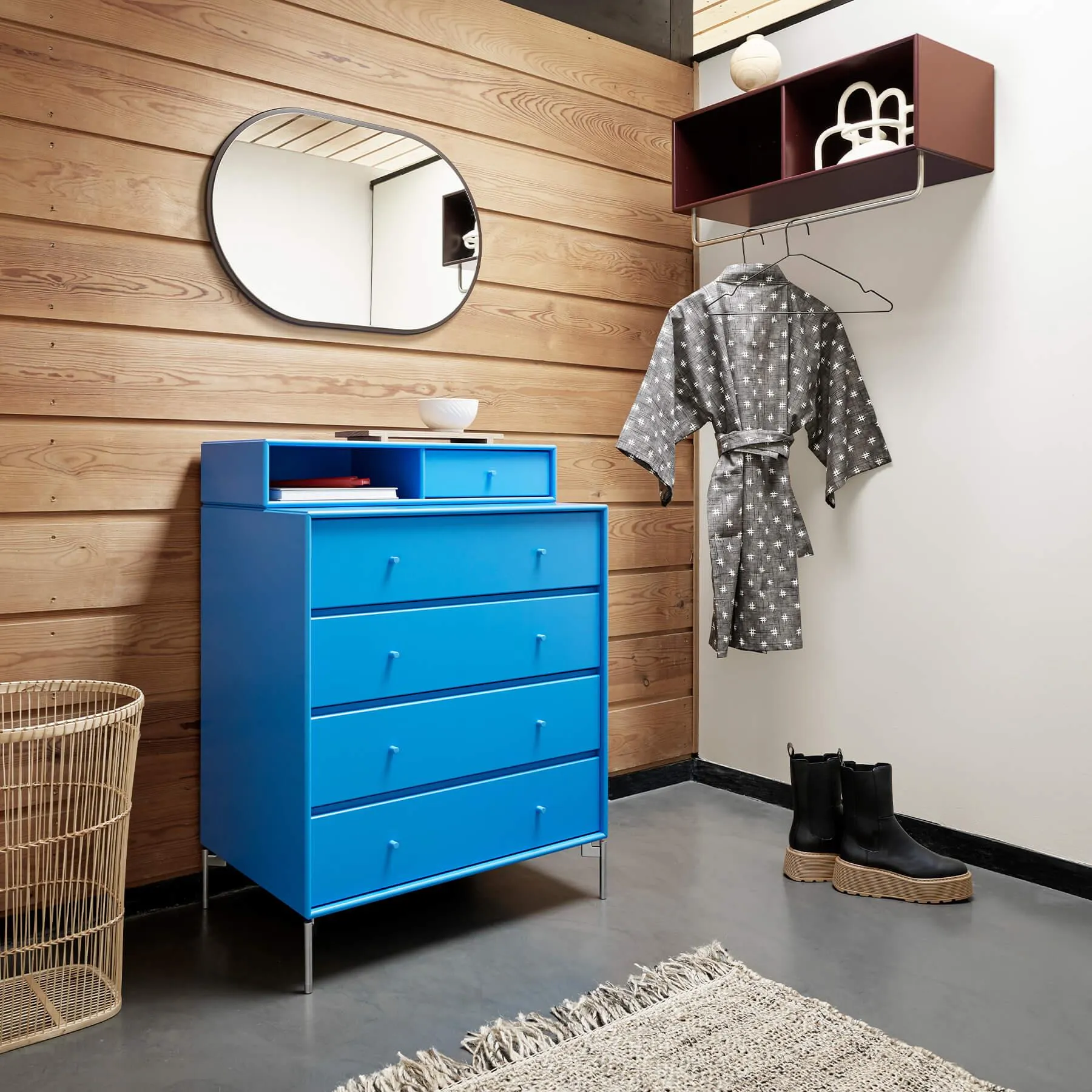 Modular Chest of Drawers with Shelf - Black