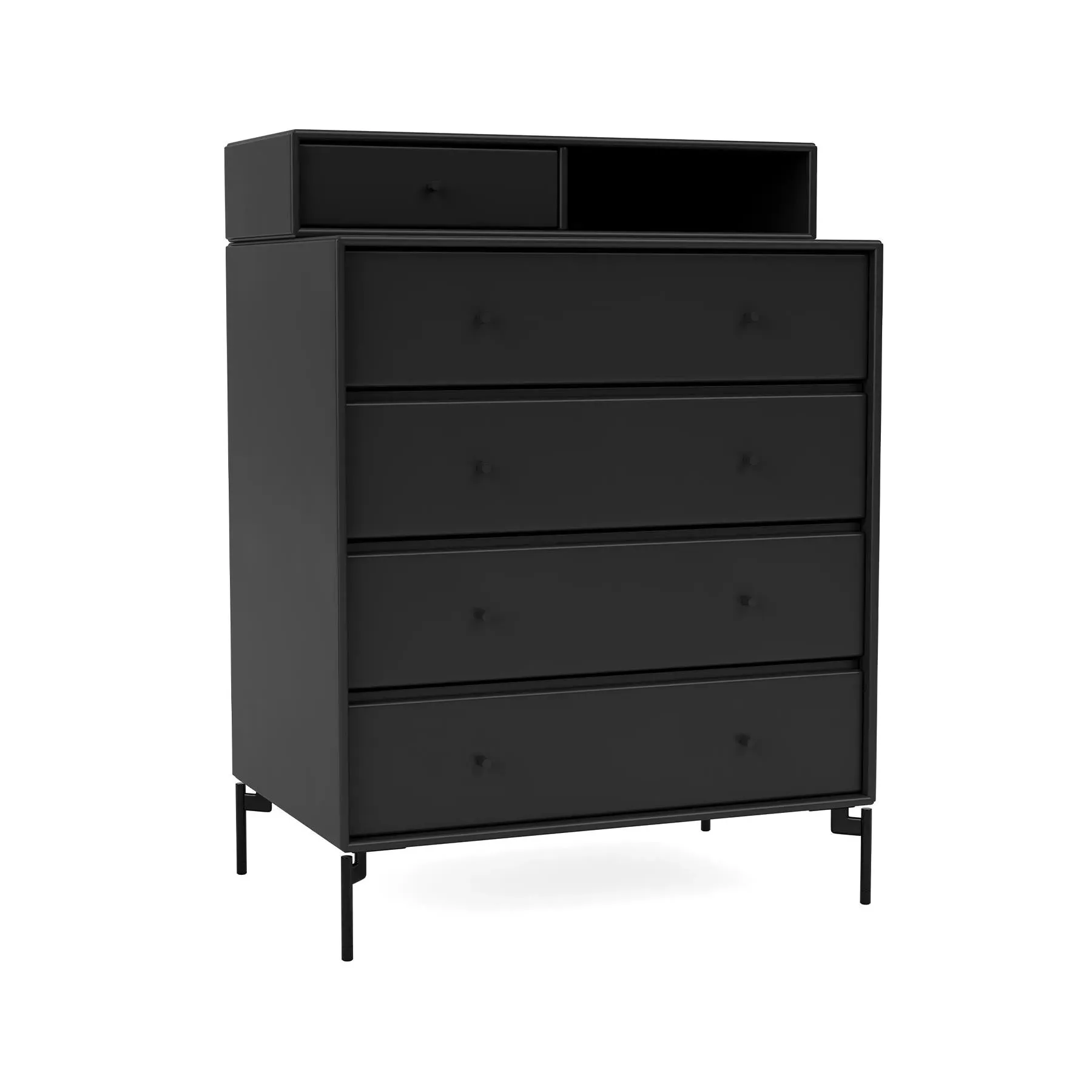 Modular Chest of Drawers with Shelf - Black