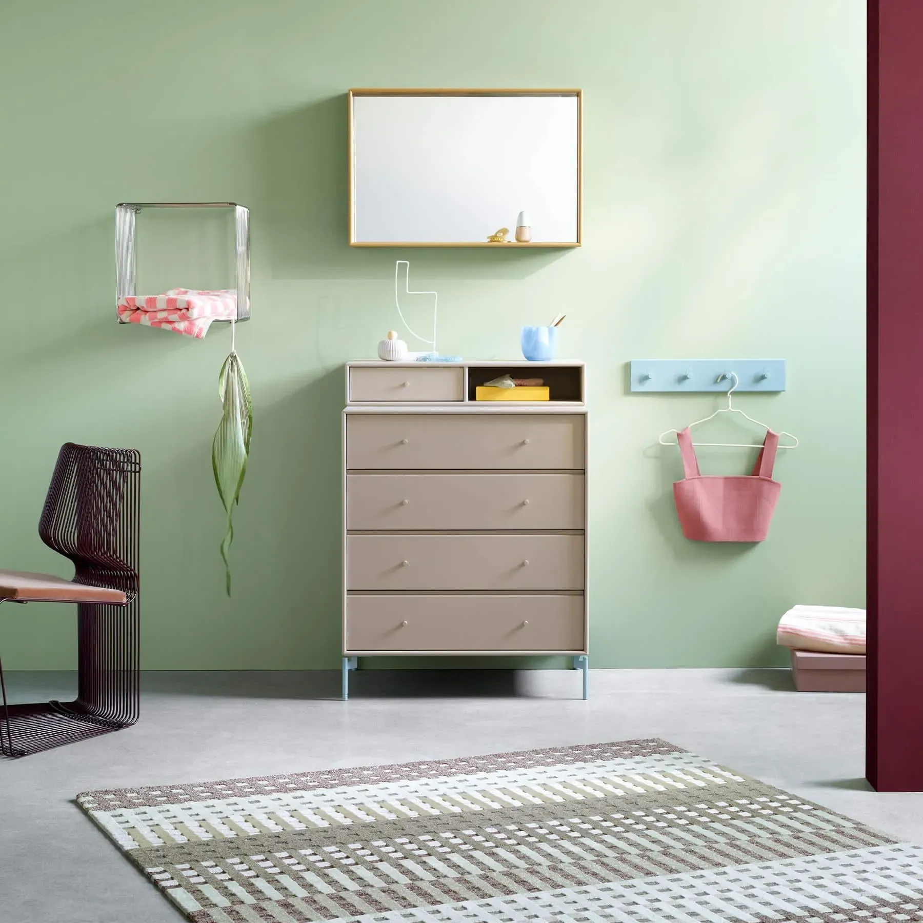 Modular Chest of Drawers with Shelf - White