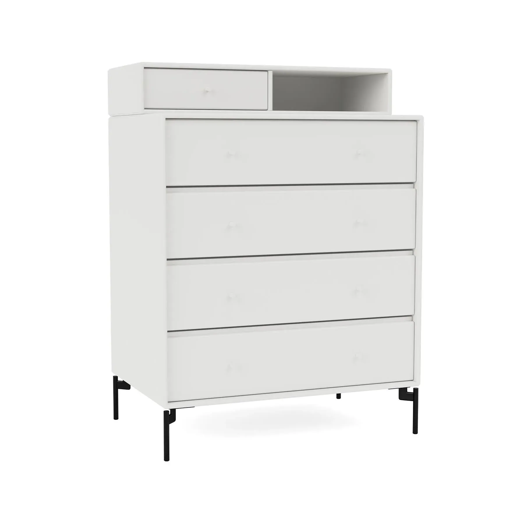 Modular Chest of Drawers with Shelf - White