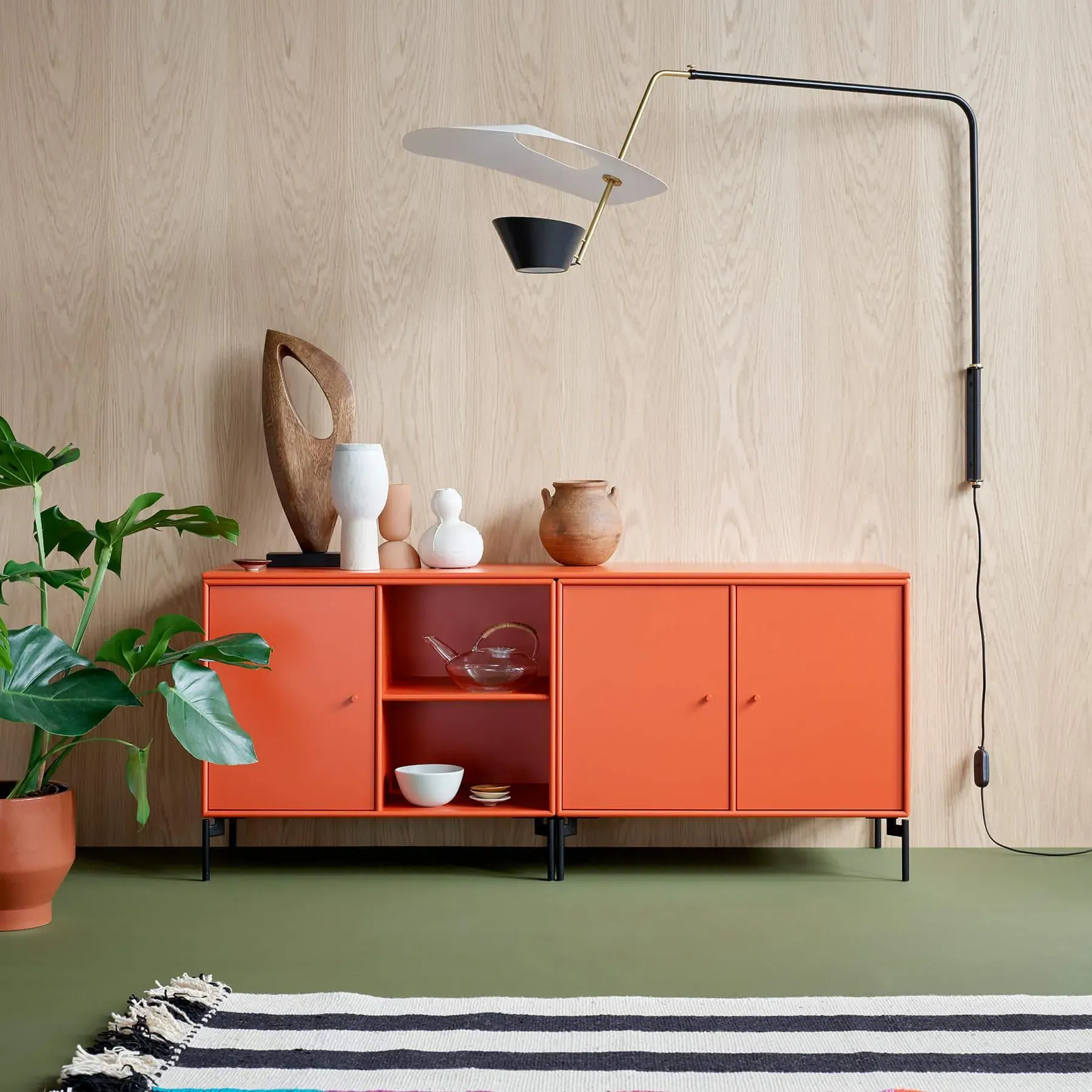 Modular Lowboard with Storage - Beetroot