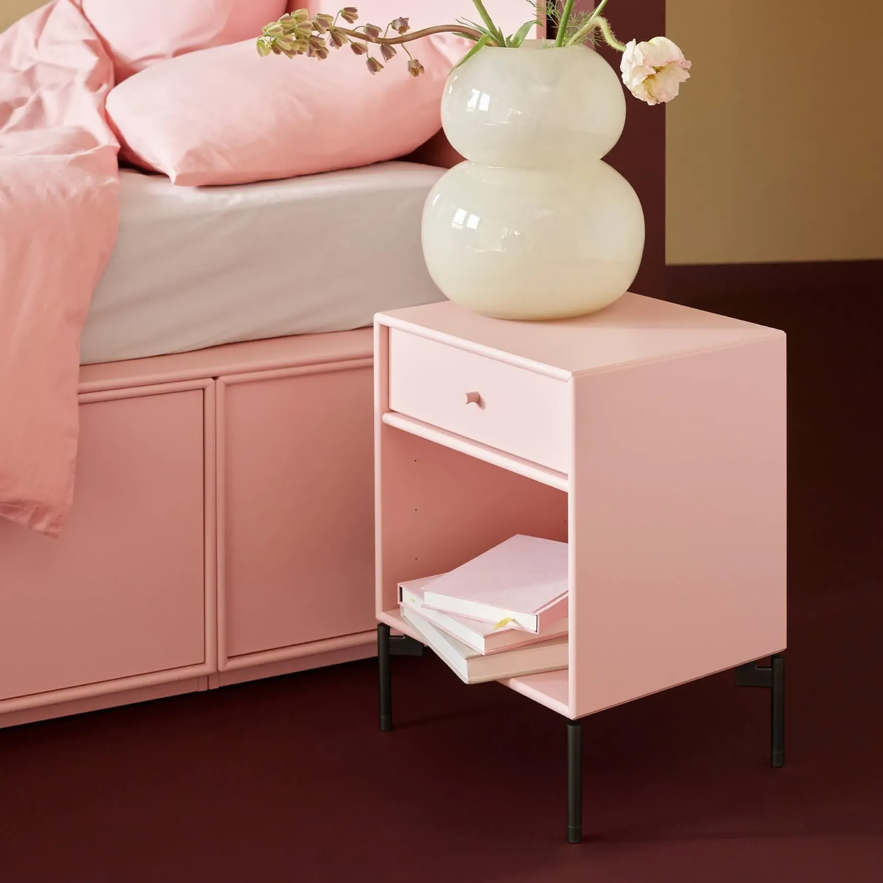 Night Stand with Black Legs - Ruby