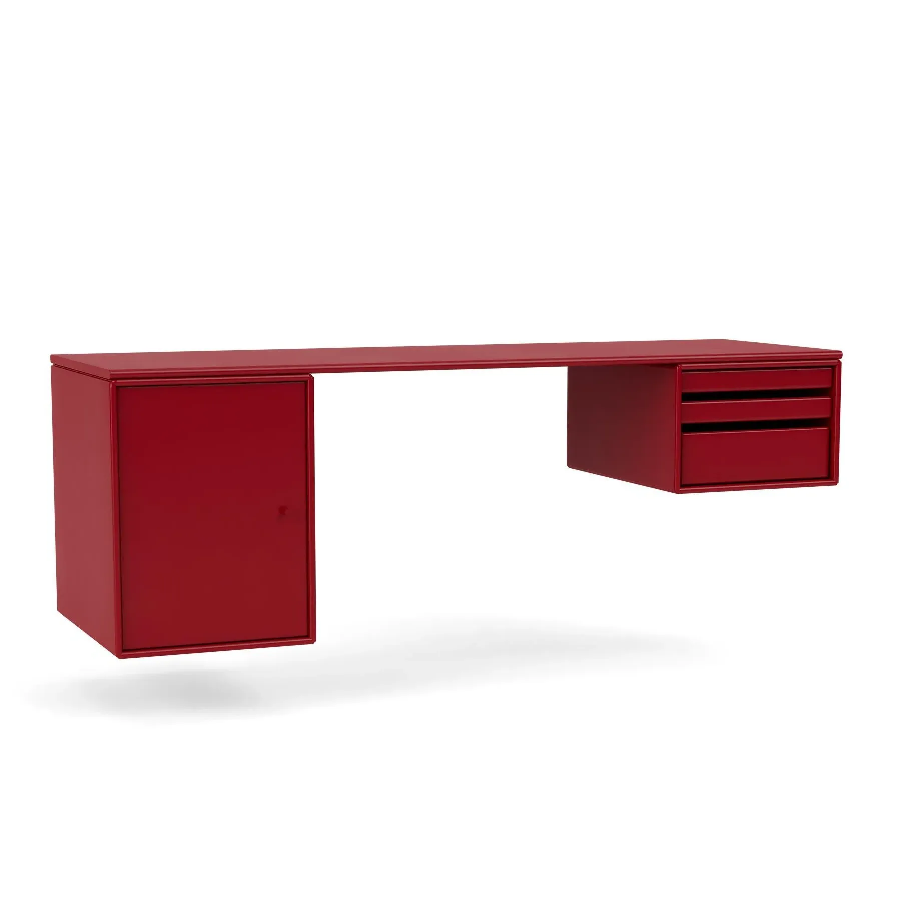 Oblong Office Desk with Storage - Beetroot