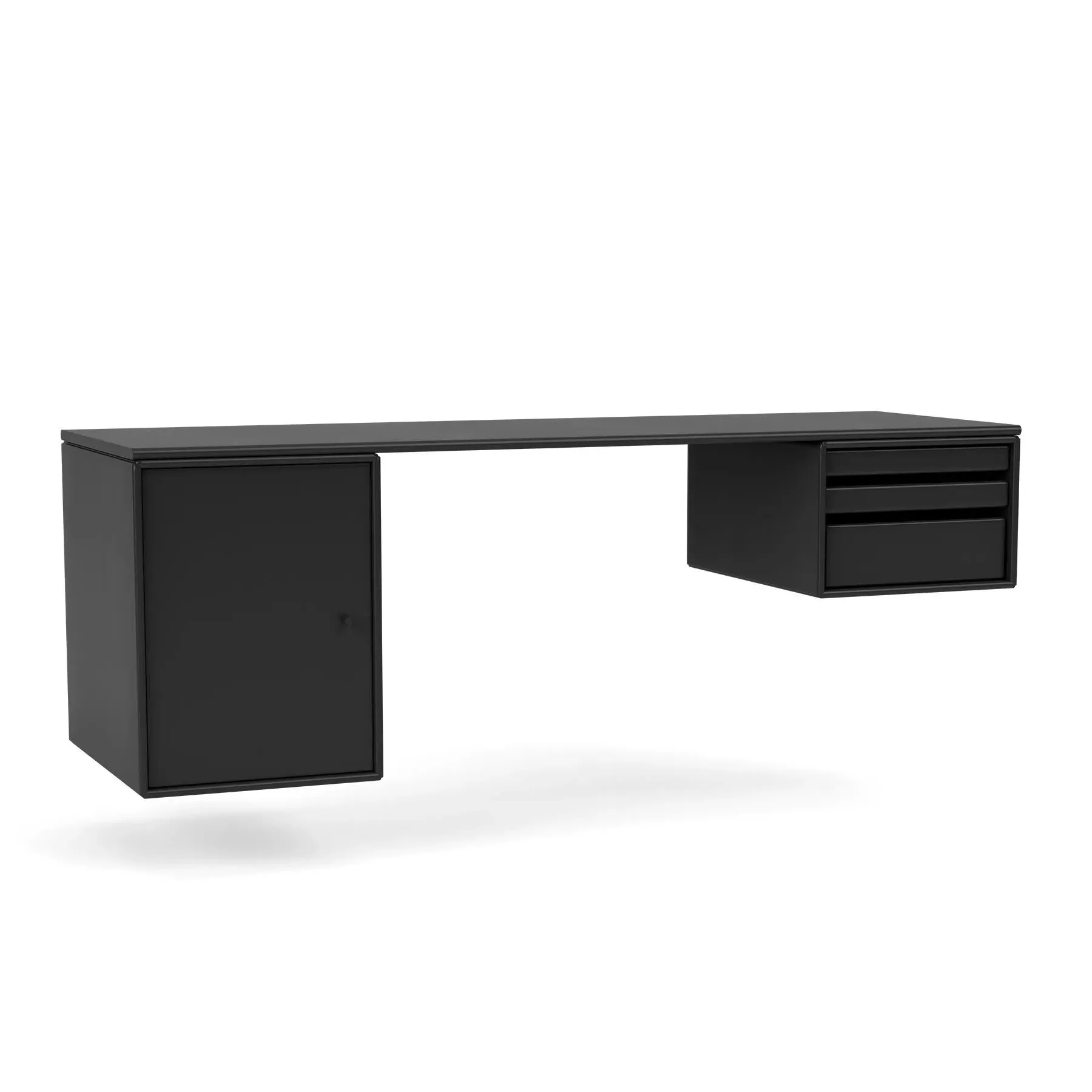 Oblong Office Desk with Storage - Black