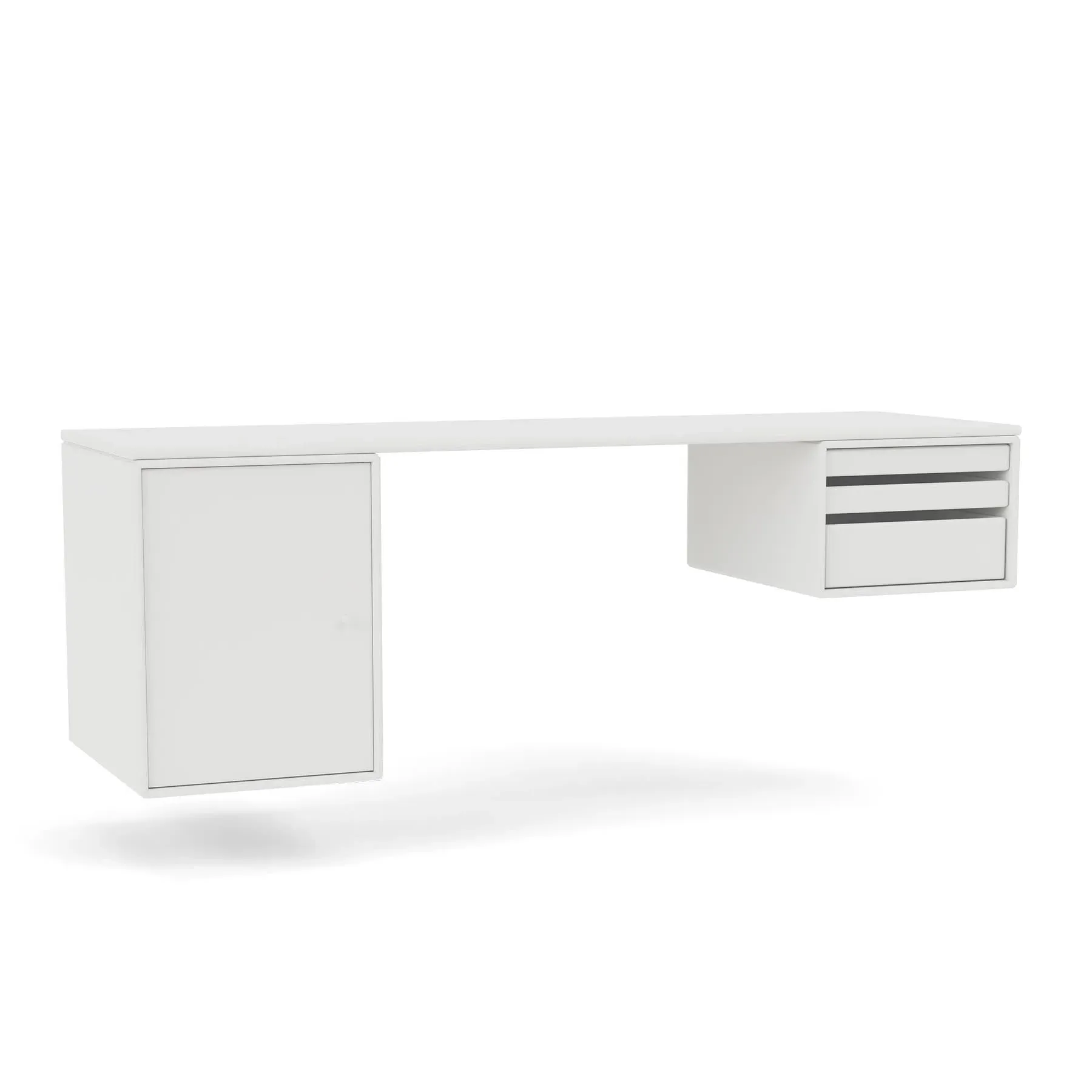 Oblong Office Desk with Storage - White