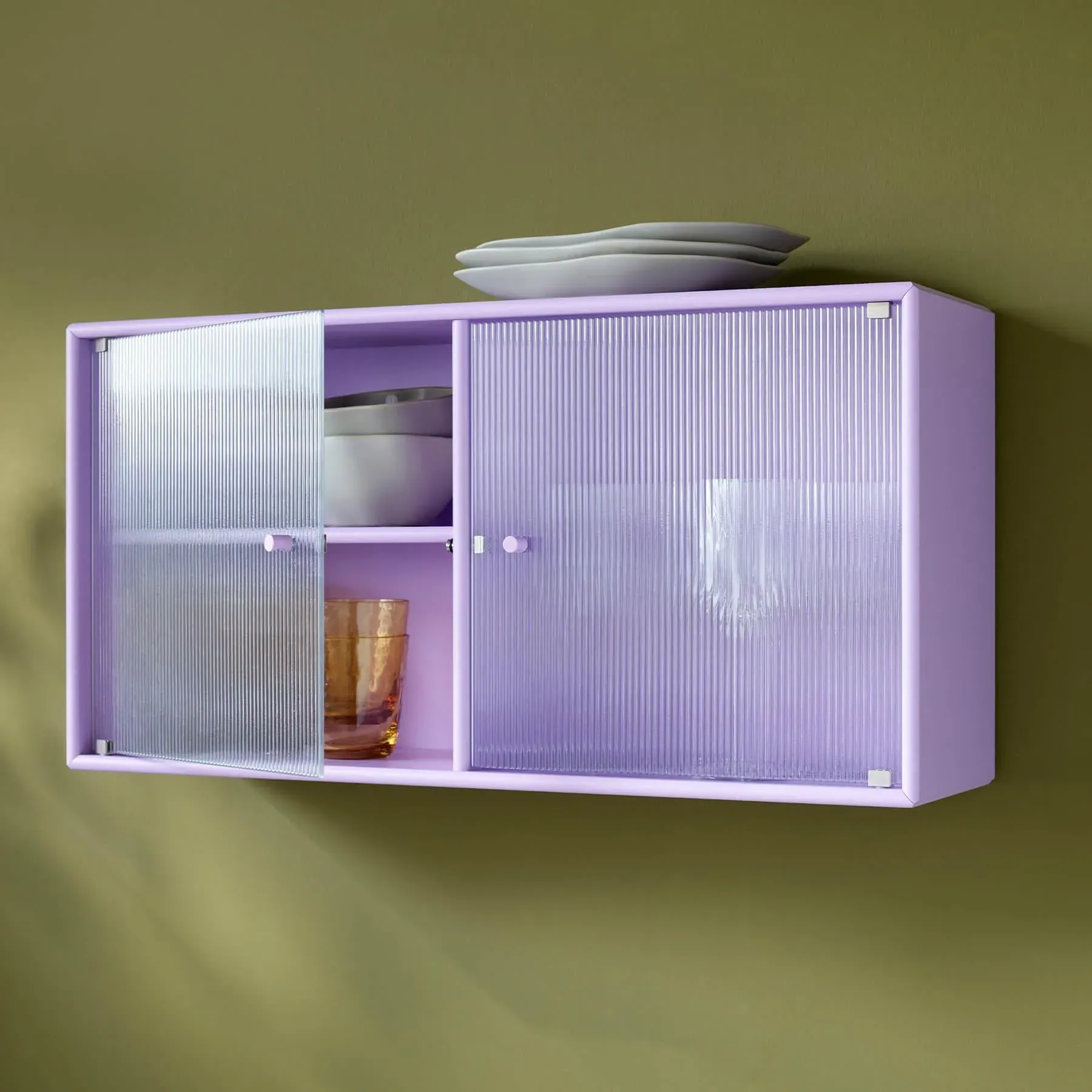 Ripple Cabinet with Glass Doors - Parsley