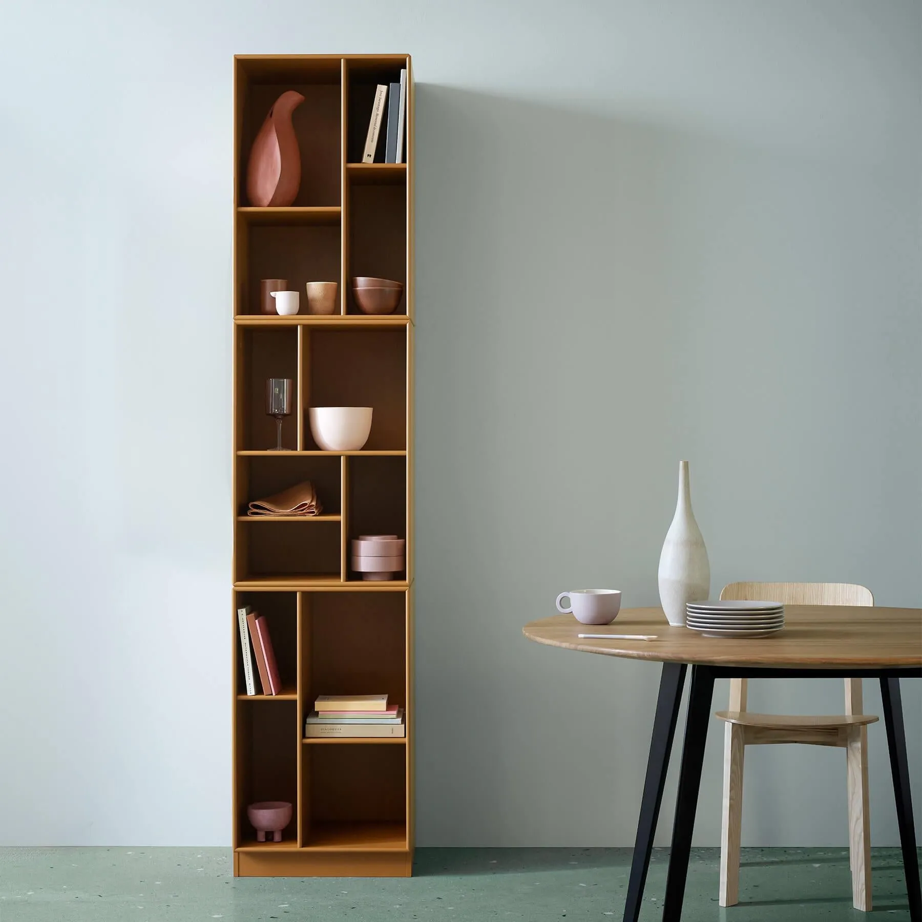 Slim Bookcase with Storage - Beetroot