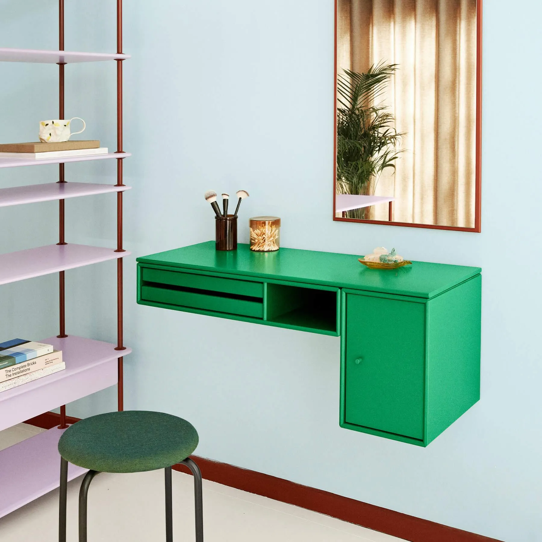 Wall-Mounted Bureau Desk with Storage - Acacia