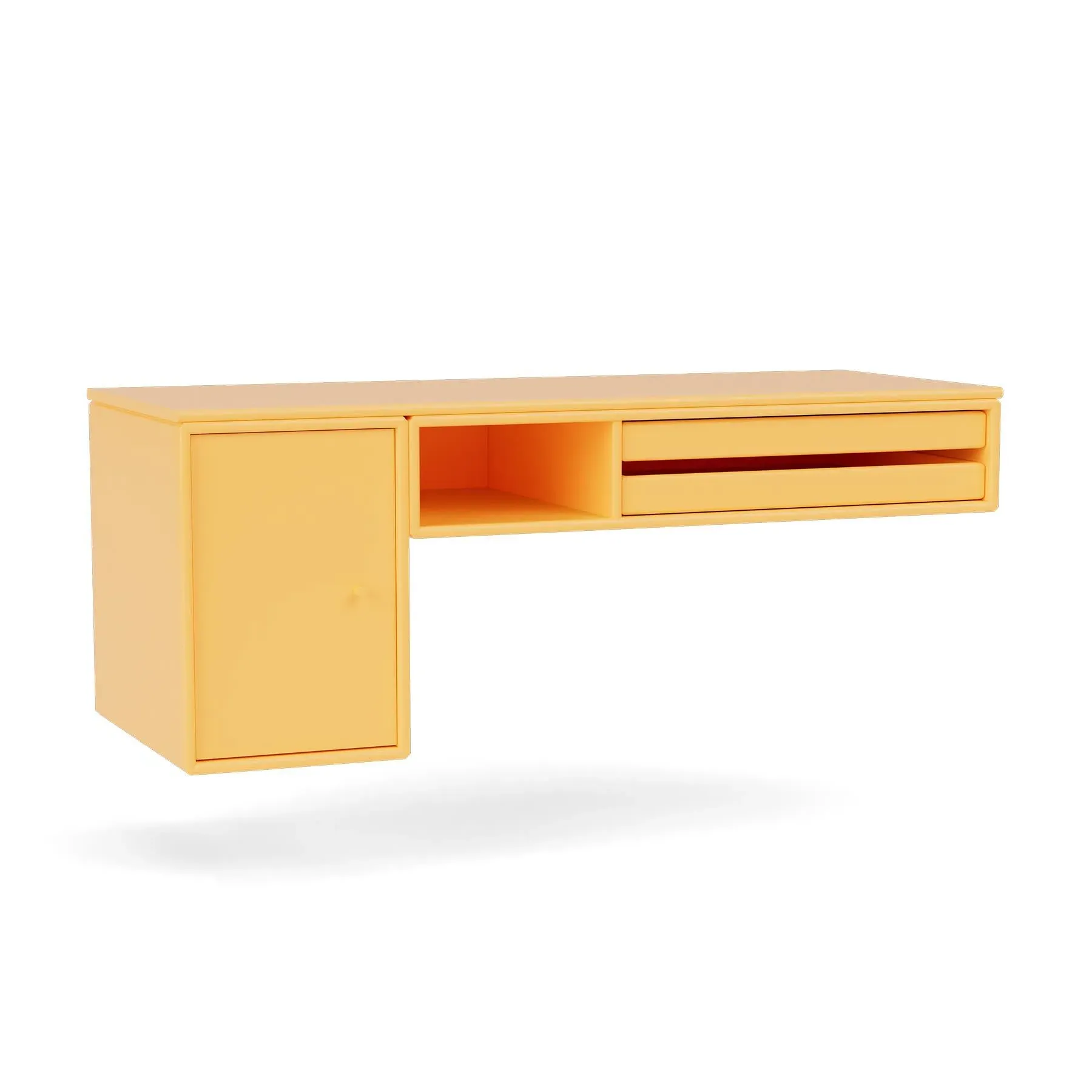 Wall-Mounted Bureau Desk with Storage - Beetroot