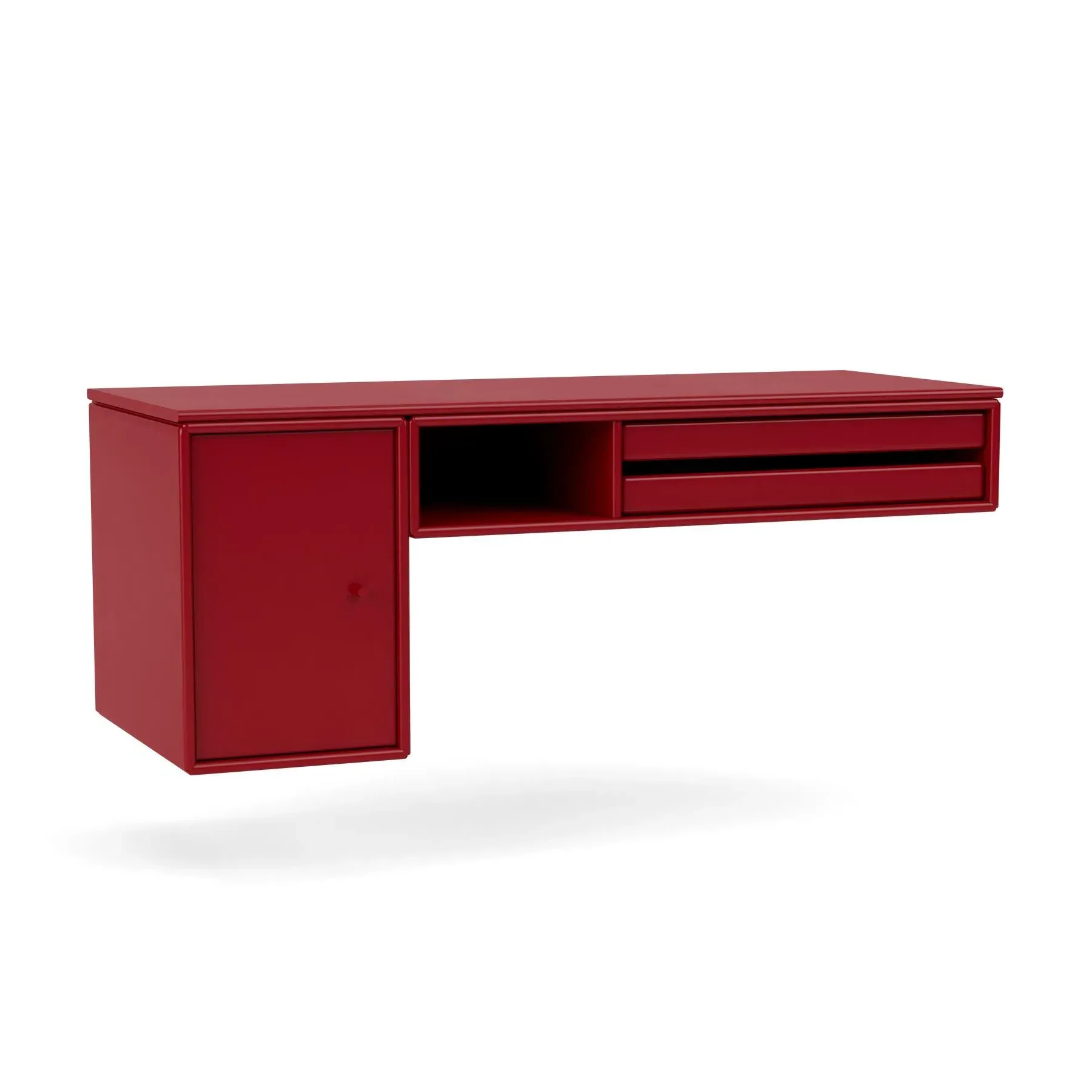 Wall-Mounted Bureau Desk with Storage - Beetroot
