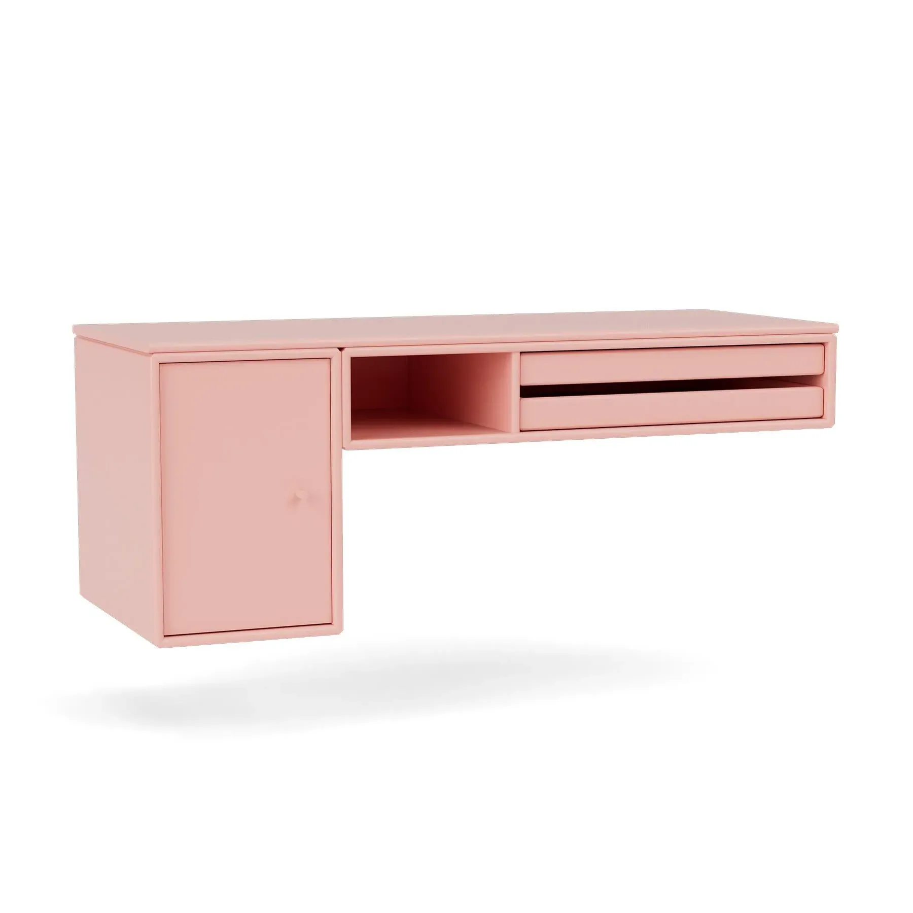 Wall-Mounted Bureau Desk with Storage - Ruby