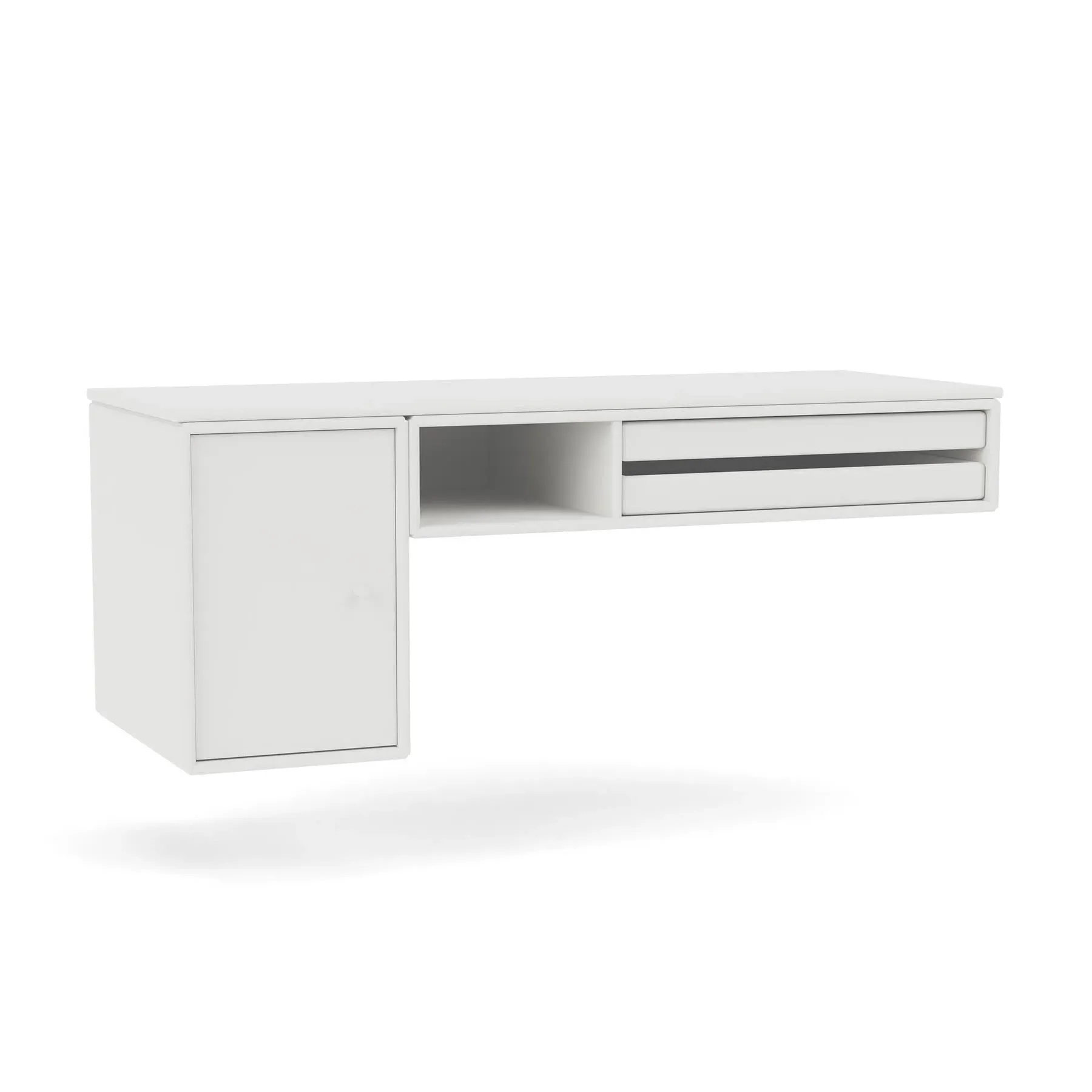 Wall-Mounted Bureau Desk with Storage - White