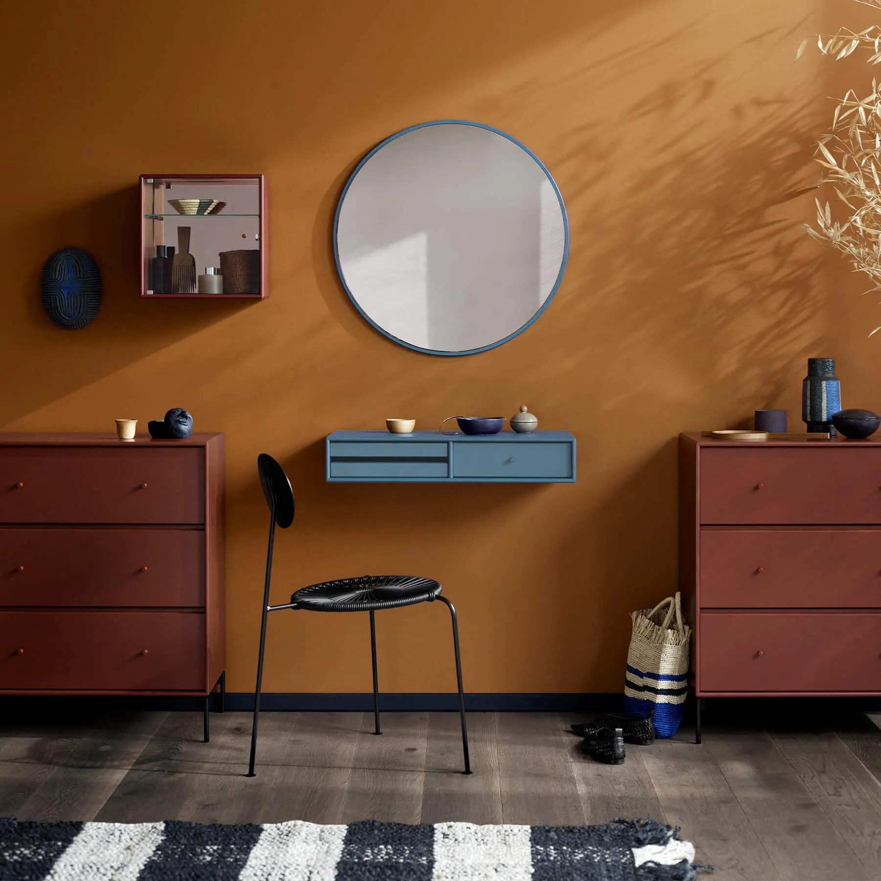 Wall-Mounted Dressing Table with Storage - Azure